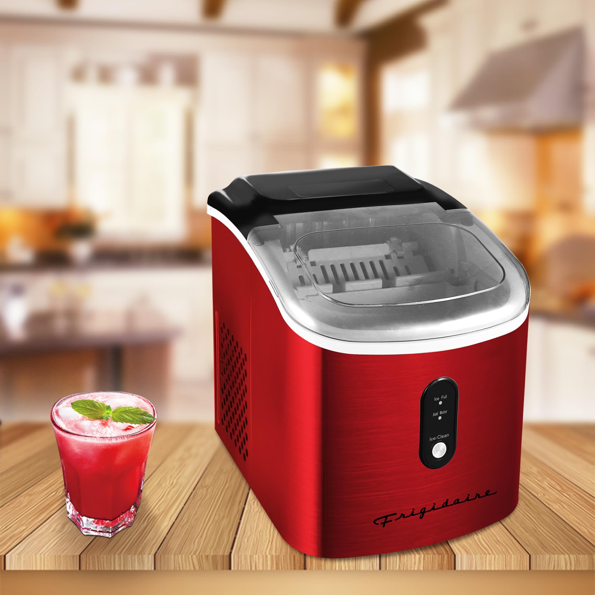 Frigidaire EFIC103-AMZ-SC Counter Top Maker with Over-Sized Ice Bucket, Stainless Steel, Self Cleaning Function, Heavy Duty, Stainless