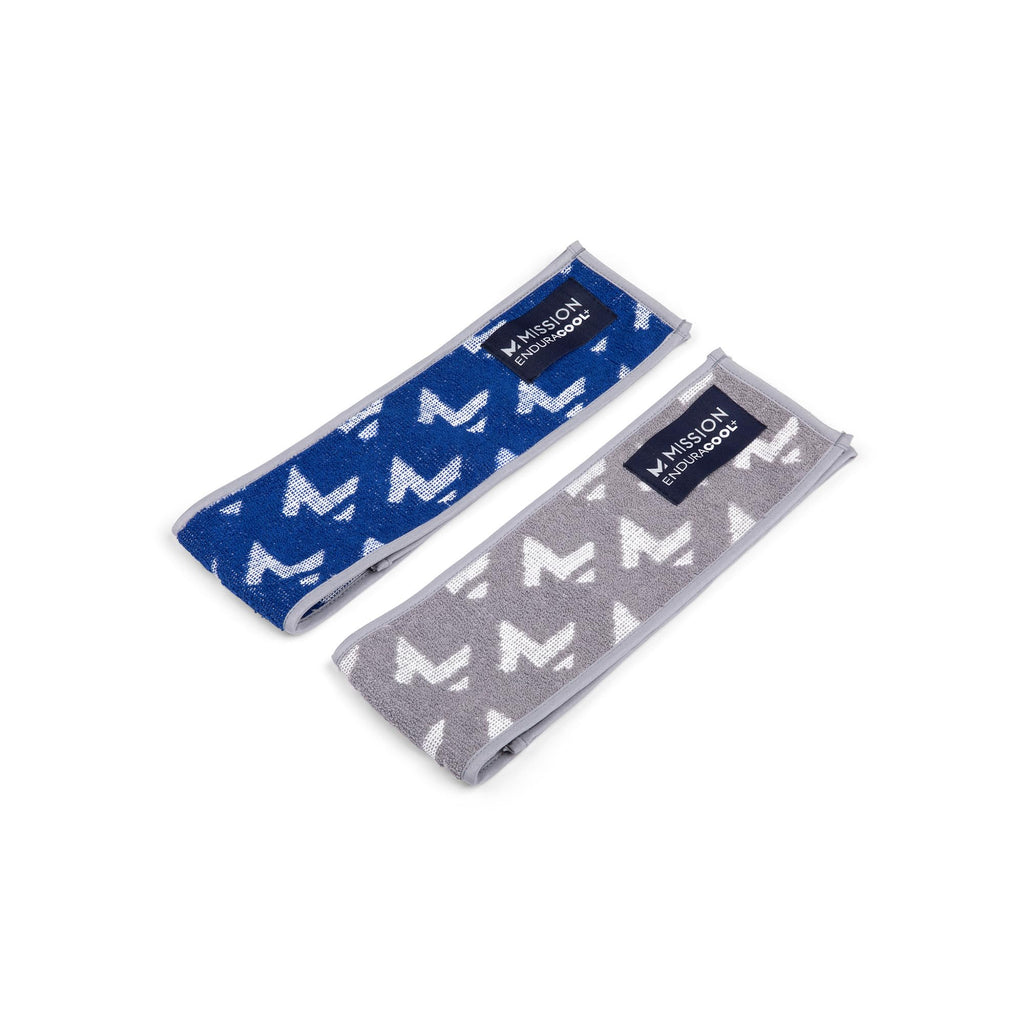 MISSION Instant Cooling Up to 8 Hours Enduracool+ Mini Performance Towel, 2 Pack, UPF 50, Fast Drying, for Outdoors, Running, Sports, Hiking, Camping, Gym (Ash Gray & Soft Blue)