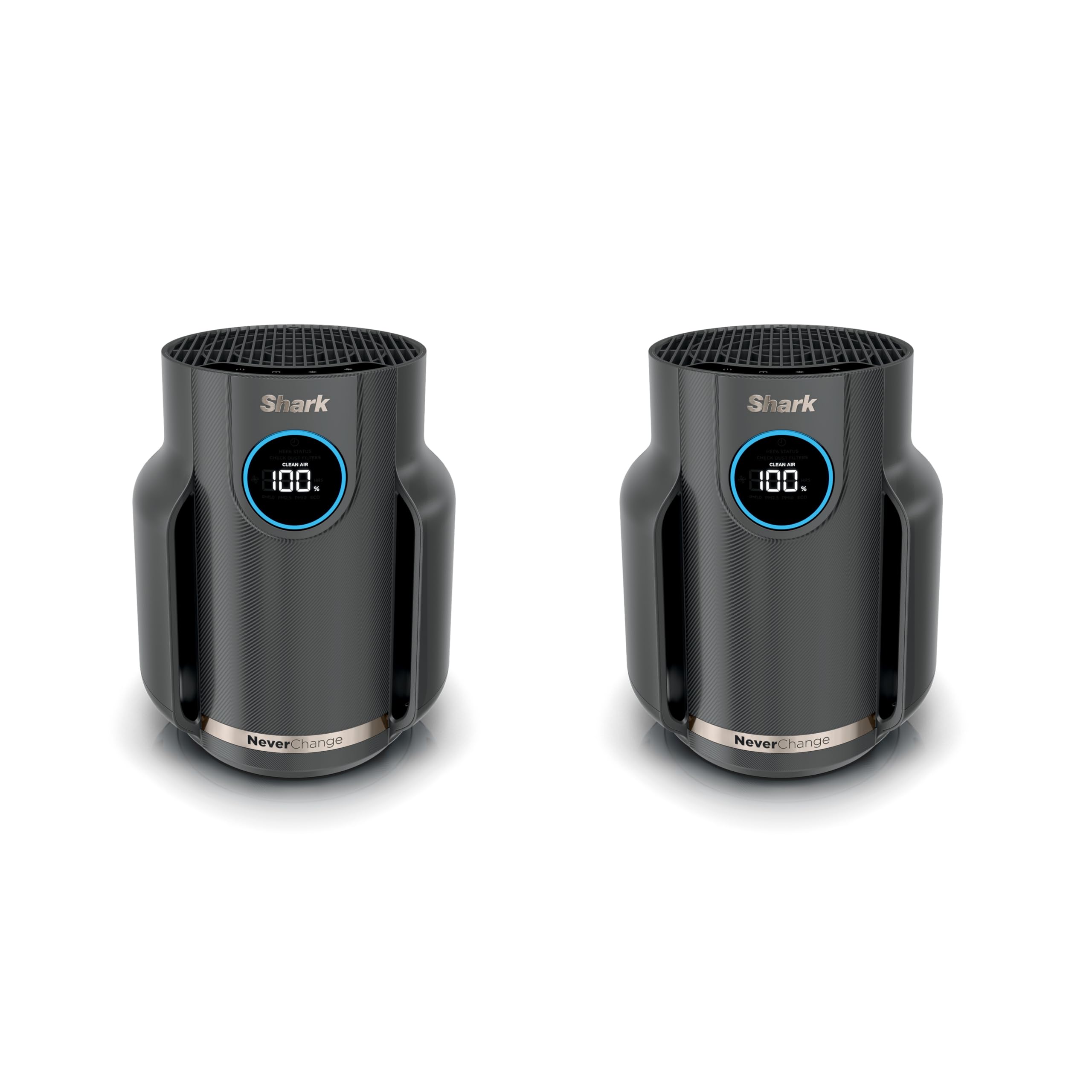 Shark Air Purifier for Home, NeverChange Compact Pro, 2 Pack, For Bedroom, Nursery, Home Office, Dorm, HEPA-Exceeding Filter, Captures Pollutants, Pet Dander, Dust, Odor, Smoke, Dark Grey, HP0712GY1