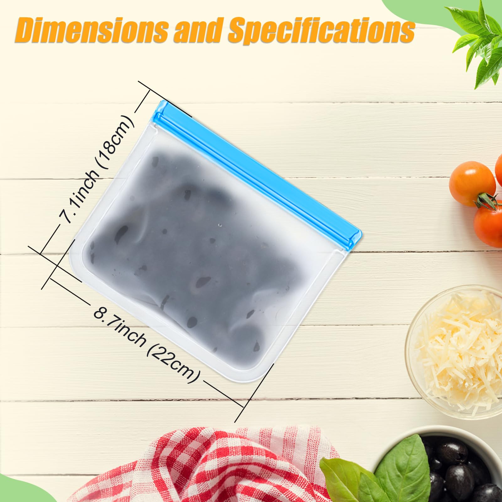 Reusable Silicone Food Storage Bags, 10 Pack 4 Size Leak proof Dishwasher Safe Reusable Freezer Bags for Food Storage Containers, Lunch Bag for Sandwich, Marinate Meat, Fruit