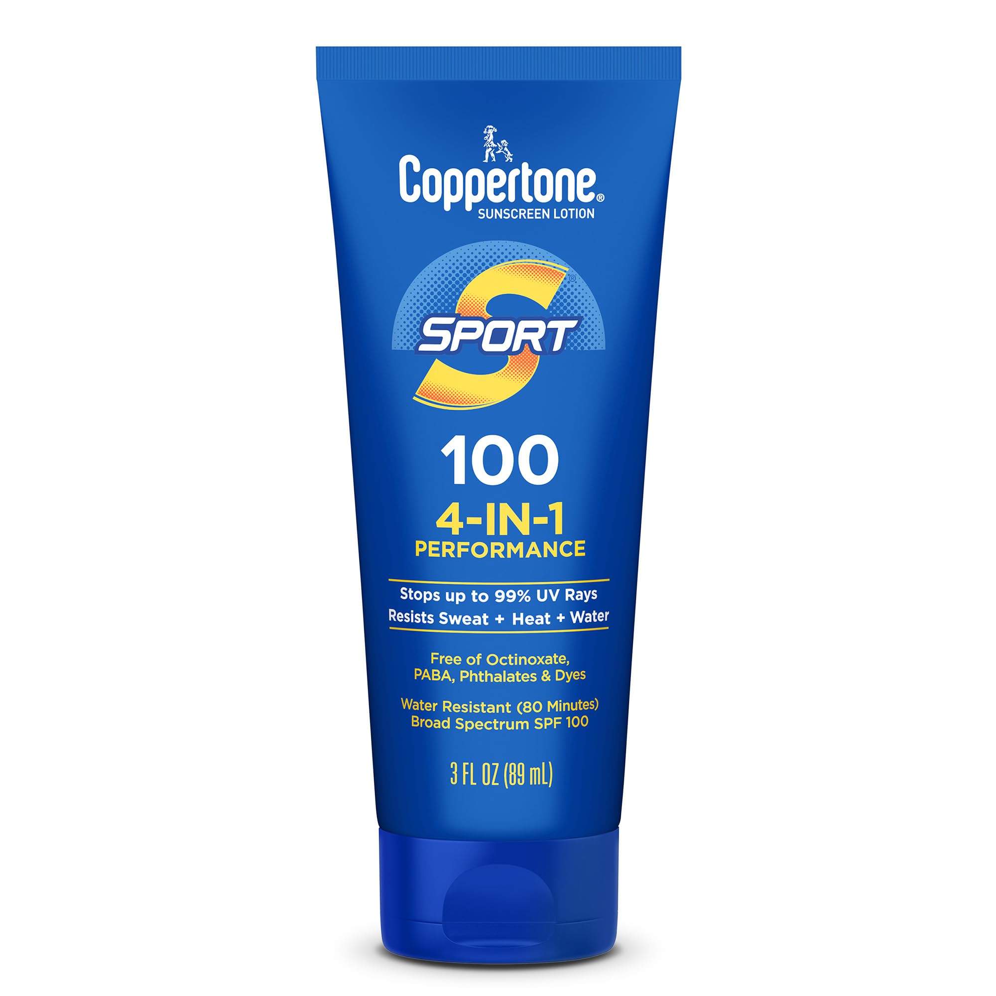 Coppertone SPORT Sunscreen Lotion Broad Spectrum SPF 50, Water Resistant 80 Minutes, UVA/UVB Protection, Moisturizing Formula with Vitamin E, 7 Fluid Ounce