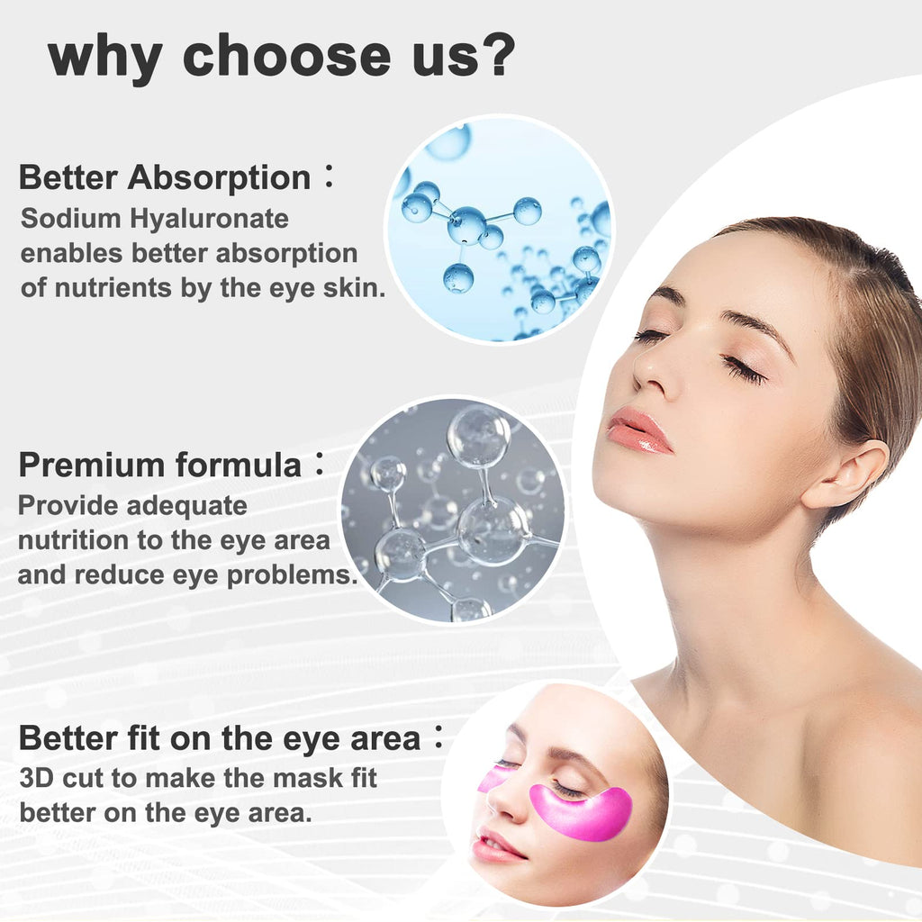 30 Pairs Gel Collagen Eye Pads,Crystal Collagen Under Eye Mask for Moisturizing,Reducing Fine Lines&Dark Circles& Puffy Eyes Under Eye Patch for Women Men, Black