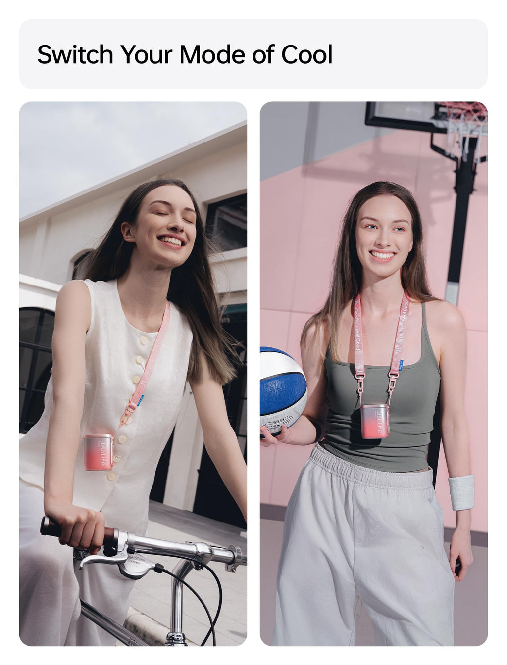 JISULIFE Portable Neck Fan, 100 Speed 40000RPM Cooling, Mini Personal Handheld Wearable Waist Fan, 16H 4500mAh Battery with LED Display, Lightweight in Outdoor, Travel, Jobsite Gifts (Pink)