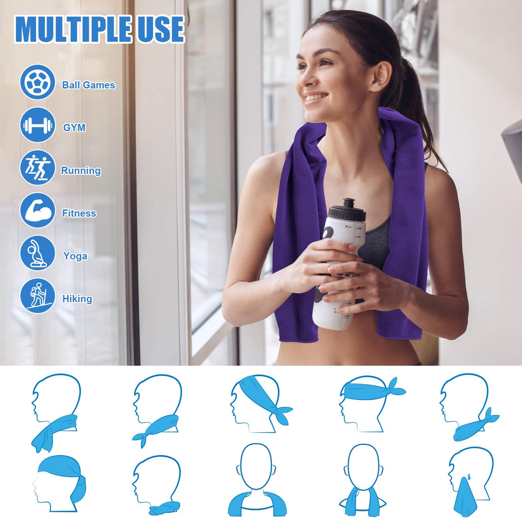 4 Pack Cooling Towel for Gym Fitness Yoga Hiking,Hot Weather Cool Towels Cloth Rags Wrap for Neck Face(4 Pack-02)