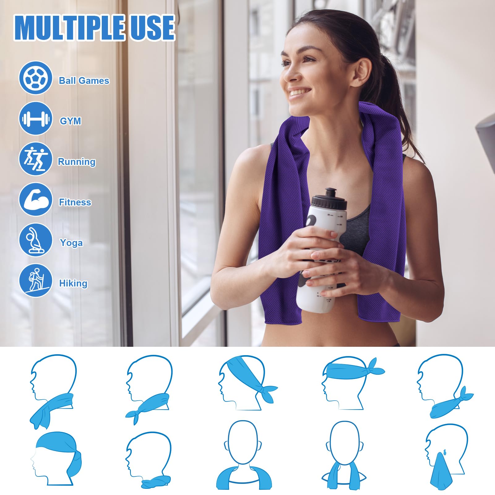 4 Pack Cooling Towel for Gym Fitness Yoga Hiking,Hot Weather Cool Towels Cloth Rags Wrap for Neck Face(4 Pack-02)