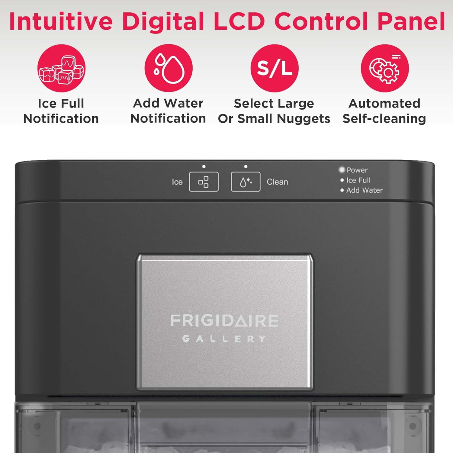 FRIGIDAIRE Gallery Countertop Crunchy Chewable Nugget Ice Maker, 44lbs per Day, Auto Self Cleaning, 2.0 Gen, Black