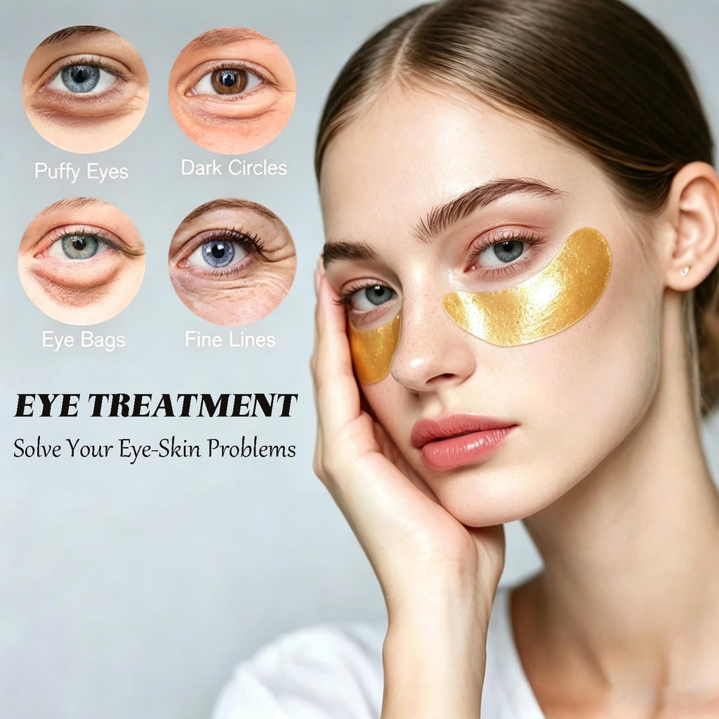 60pcs 24k Gold Eye Mask, Under Eye Patches for Dark Circles, Puffiness & Wrinkles, Hydrating Eye Mask Skincare, Eye Patches for Women, Under Eye Mask, Refresh Your Skin, Reduce Wrinkles and Fine Lines