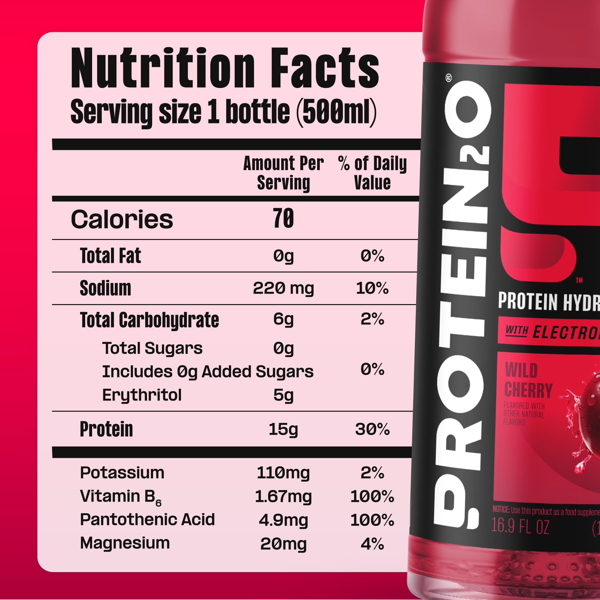 Protein2o 15g Whey Protein Infused Water, Peach Mango, 16.9 Oz Bottle (Pack of 12)