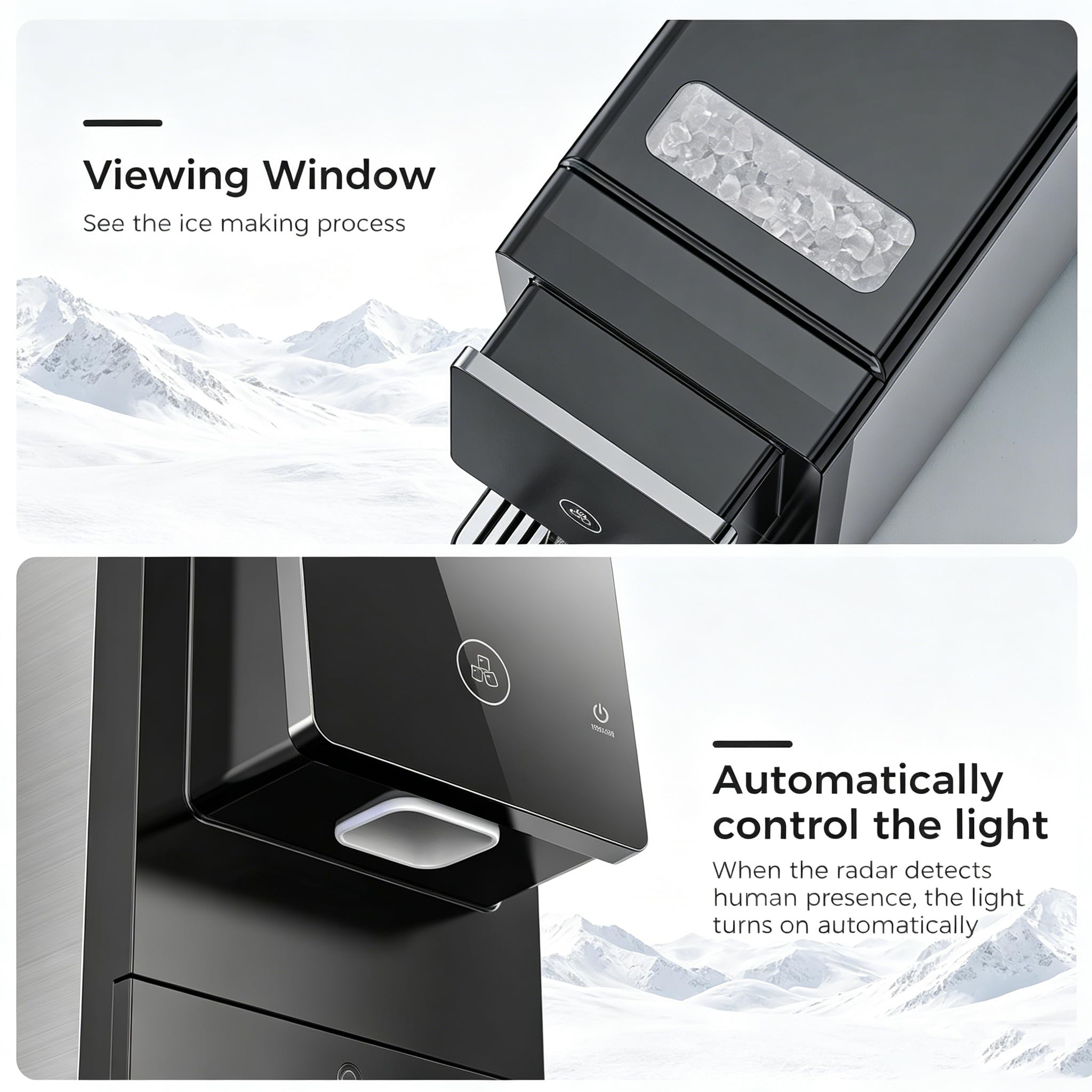 COWSAR Ice Maker Countertop, Portable Ice Machine with Self-Cleaning, 26.5 lbs/24Hrs, 8 Ice Cubes in 6 Mins, Ice Basket and Scoop, Ideal for Home, Kitchen, Bar, Camping
