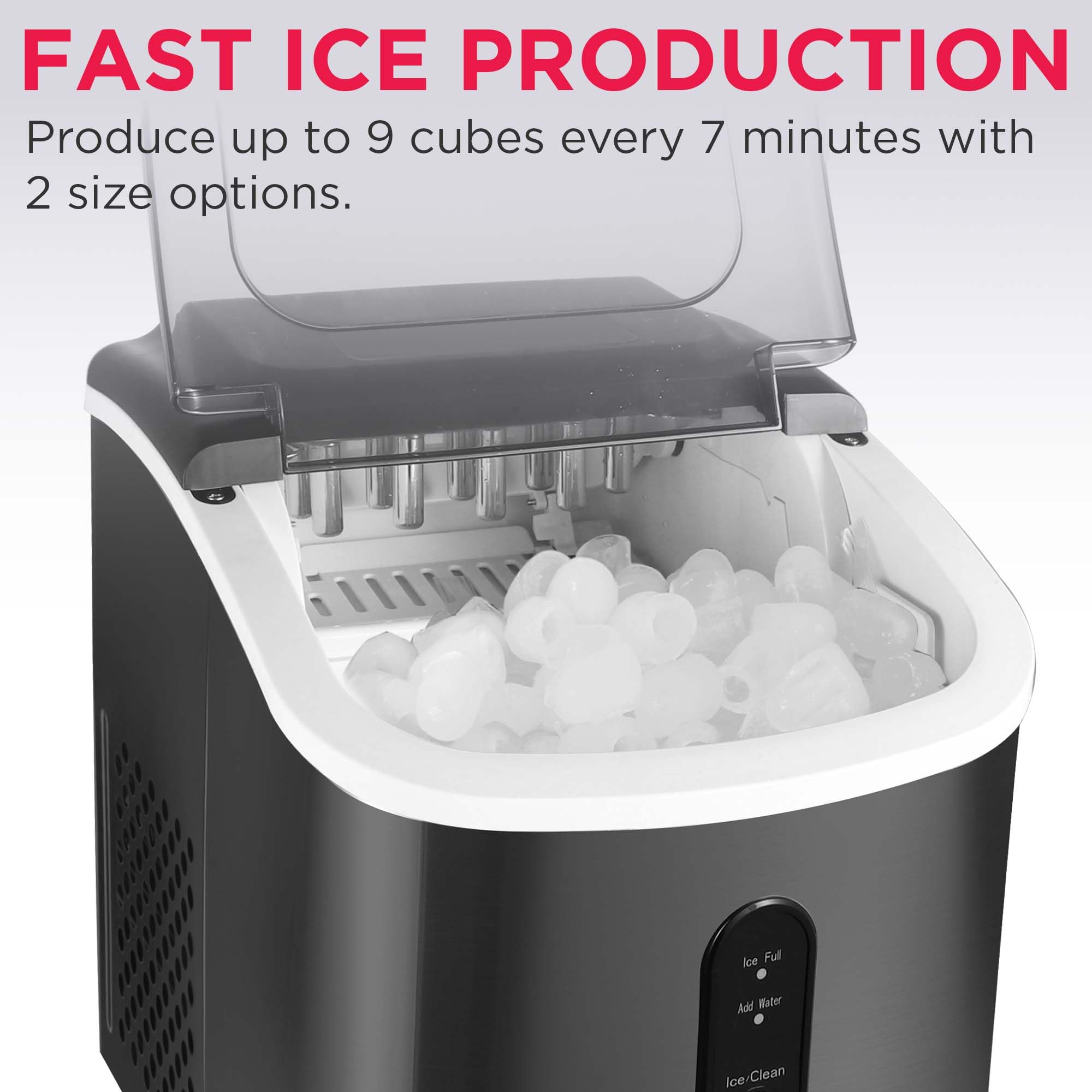 Frigidaire EFIC103-AMZ-SC Counter Top Maker with Over-Sized Ice Bucket, Stainless Steel, Self Cleaning Function, Heavy Duty, Stainless