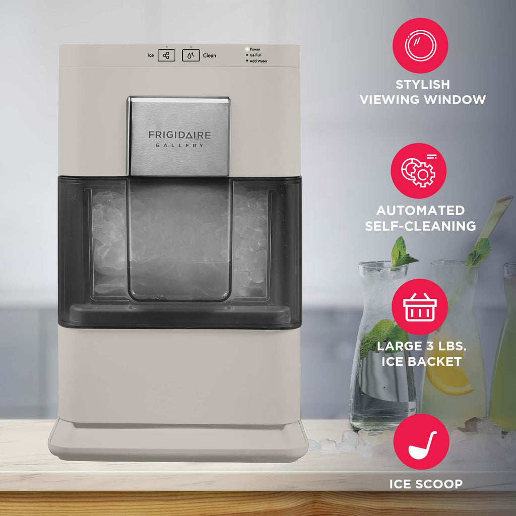 Frigidaire Compact Countertop Ice Maker, Makes 26 Lbs. of Bullet Shaped Ice Cubes Per Day, Silver Stainless