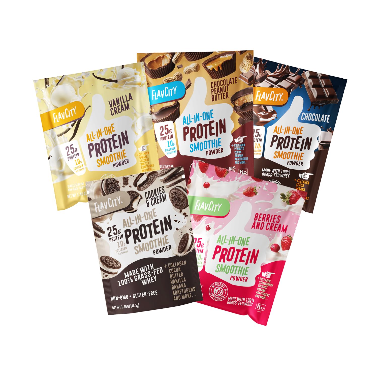 FlavCity All in One Protein Shake Powder, Pineapple Coconut - On the Go Meal Alternative + Collagen Peptides, Reishi & Cordyceps - Focus, Skin, Hair & Joint Support - 100% Grass Fed Whey, 20 Servings
