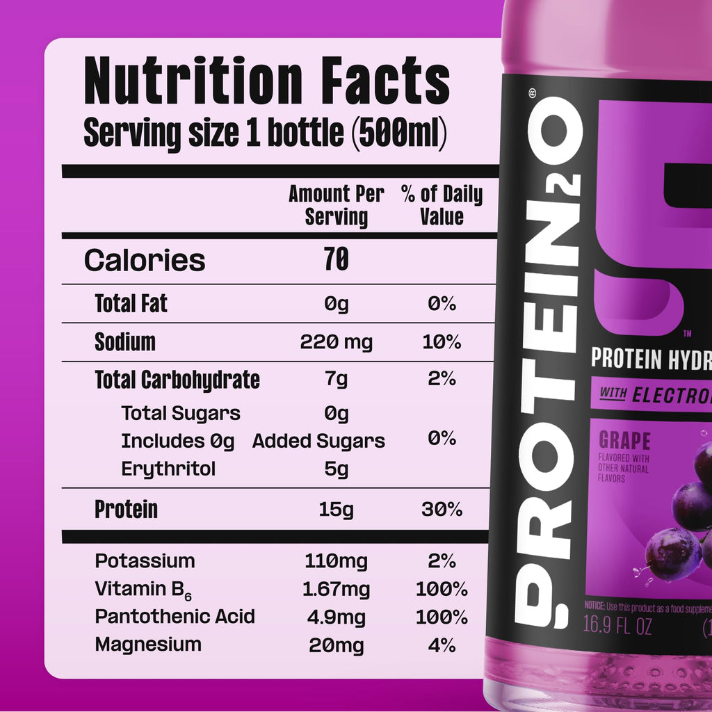 Protein2o 15g Whey Protein Infused Water, Peach Mango, 16.9 Oz Bottle (Pack of 12)