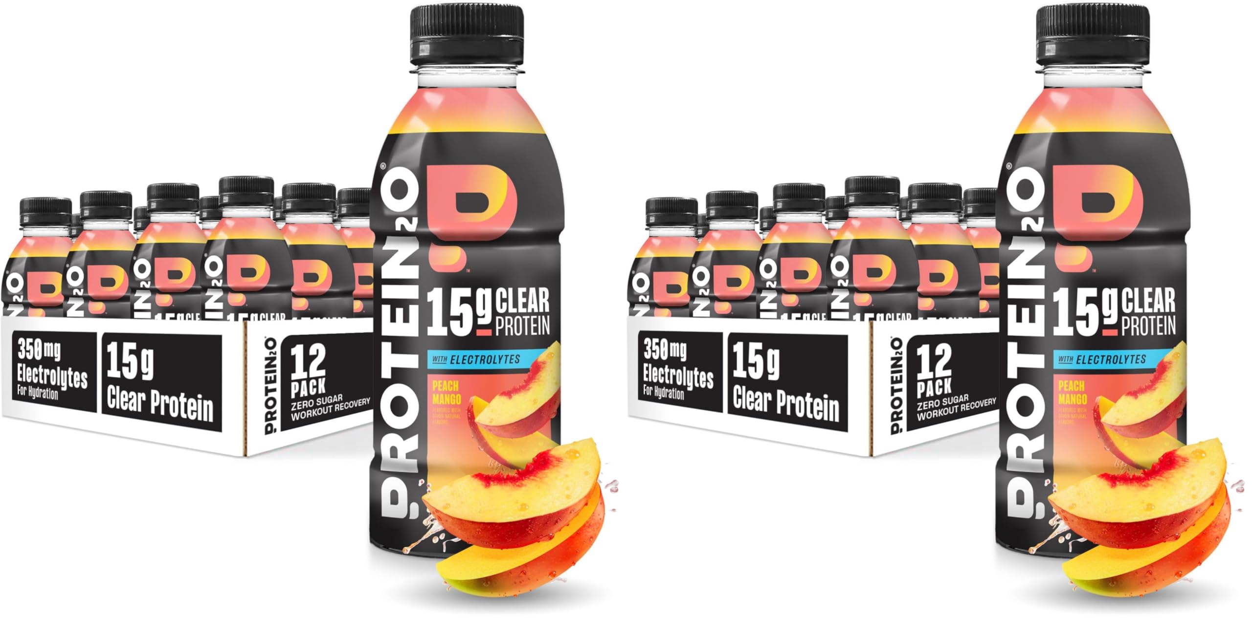 Protein2o 15g Whey Protein Infused Water, Peach Mango, 16.9 Oz Bottle (Pack of 12)