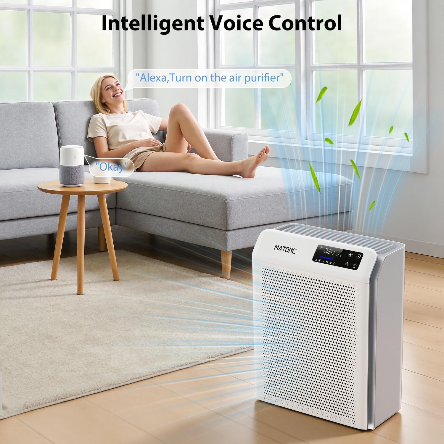 Air Purifier for Home Large Rooms, HEPA Air Purifier with Smart WiFi APP Control,Covers Up to 3500 ft²,AQI Display, Ultra-Quiet Sleep Mode & Auto Mode, Air Cleaner for Pet Hair Dust Pollen Odors