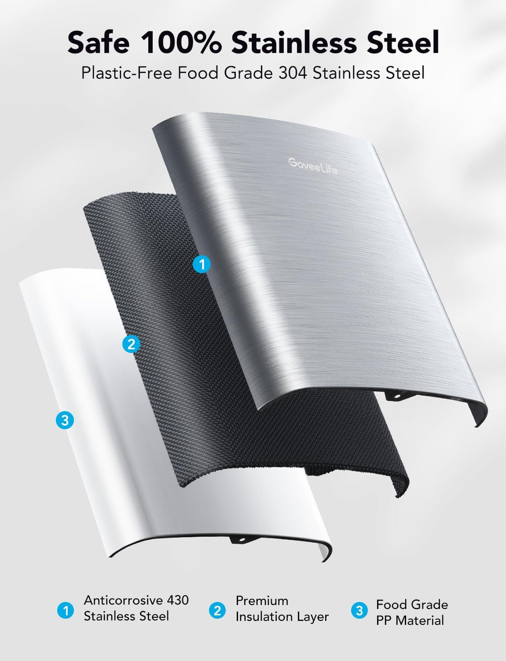 GoveeLife Smart Countertop Ice Makers, Portable Ice Maker Machine with Self-Cleaning, 6 Mins 9 Bullet Ice, 26lbs/24Hrs, Voice Remote for Home Kitchen Party Camping, with Ice Scoop Stainless Silver | Ice Maker with 26lbs/Day, App and Voice Control, Self-Cl