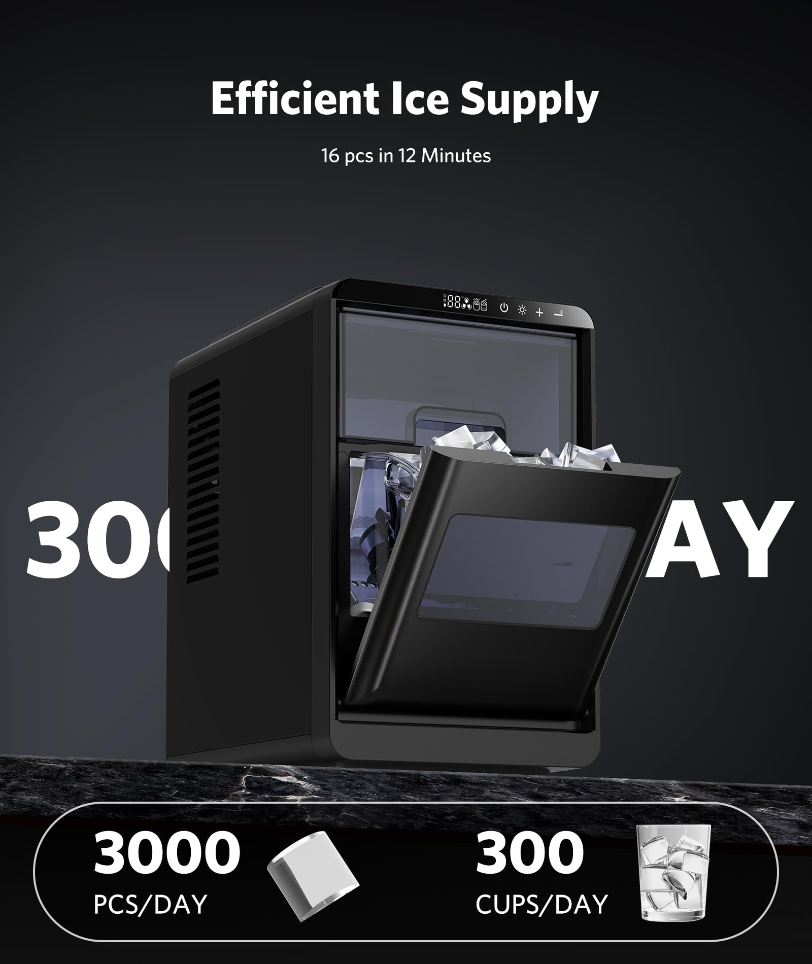 COWSAR Ice Maker Countertop, Portable Ice Machine with Self-Cleaning, 26.5 lbs/24Hrs, 8 Ice Cubes in 6 Mins, Ice Basket and Scoop, Ideal for Home, Kitchen, Bar, Camping