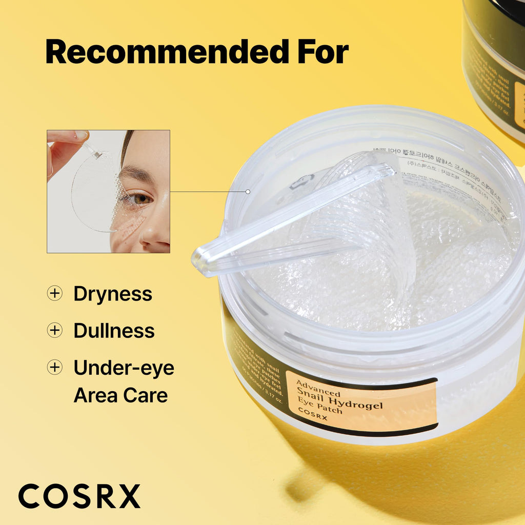 COSRX Pink Peptides Collagen Hydrogel Eye Patch for Puffy Eyes, Cooling & Firming Under Eye Patches with 4-Peptide & Caffeine (60), Depuffing Gel Eye Mask, Korean Skin Care