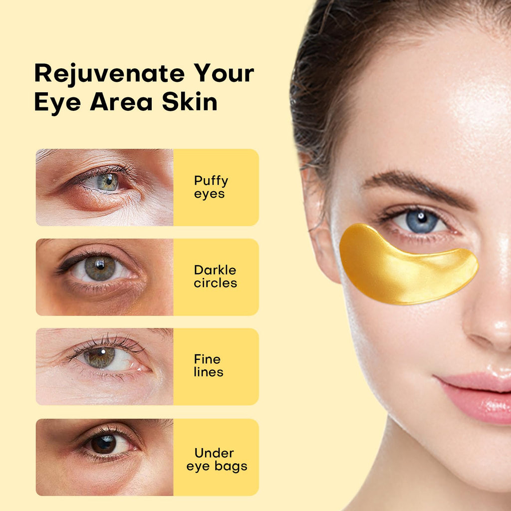 Adofect Hydrogel Caffeine Under Eye Masks, Collagen Eye Patches for Dark Circles Puffy Eyes Under Eye Bags, Deep Hydration Eye Gels for All Skin Types, Skin Care Gifts (Pink, 30 Pairs)