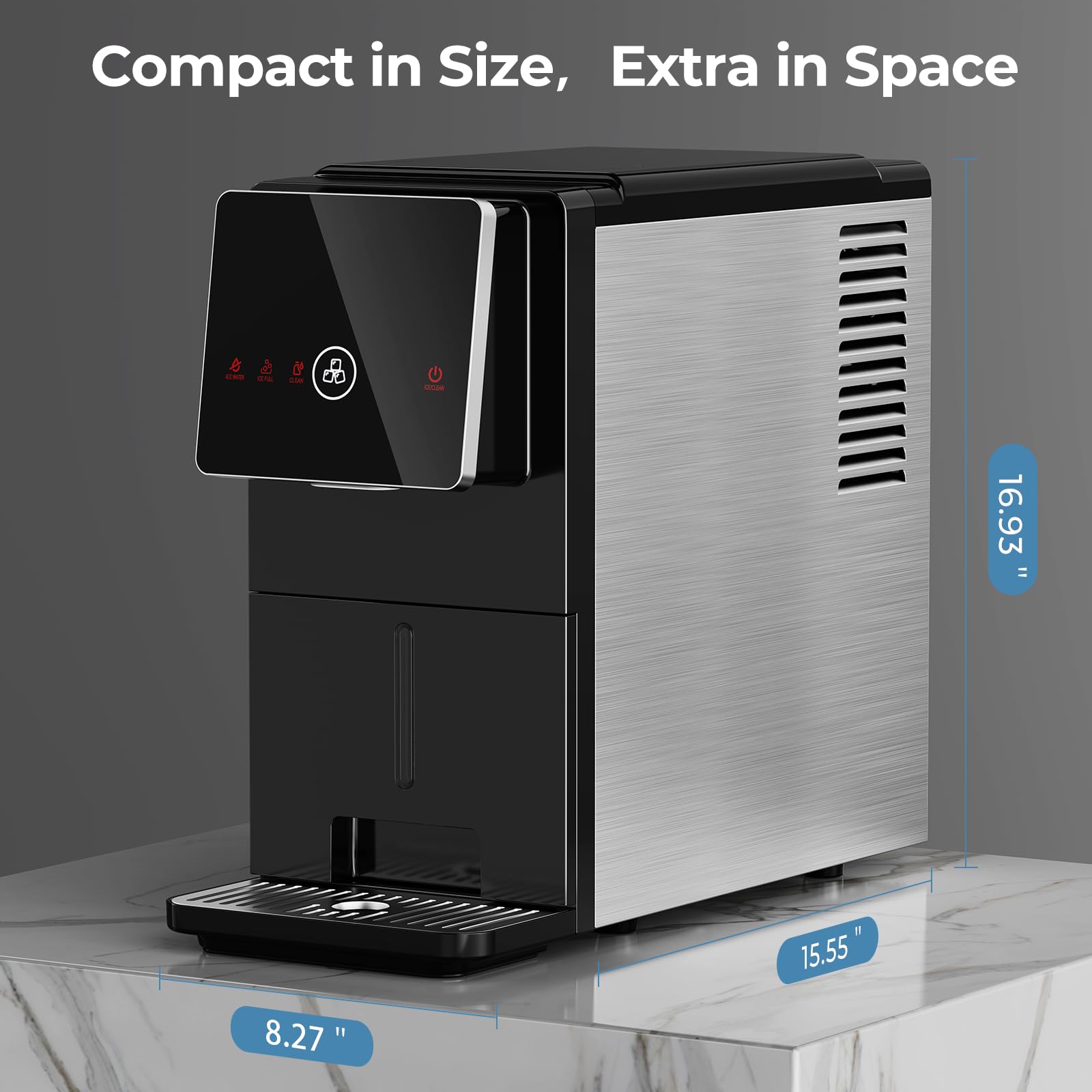 Electactic Nugget Ice Makers Countertop, Portable Ice Maker with Self-Cleaning, 35Lbs Per Day, Self Dispensing Design, One-Click Operation, 1.8L Water Tank, 1.5Lbs Ice Storage, for Home/Office/Kitchen