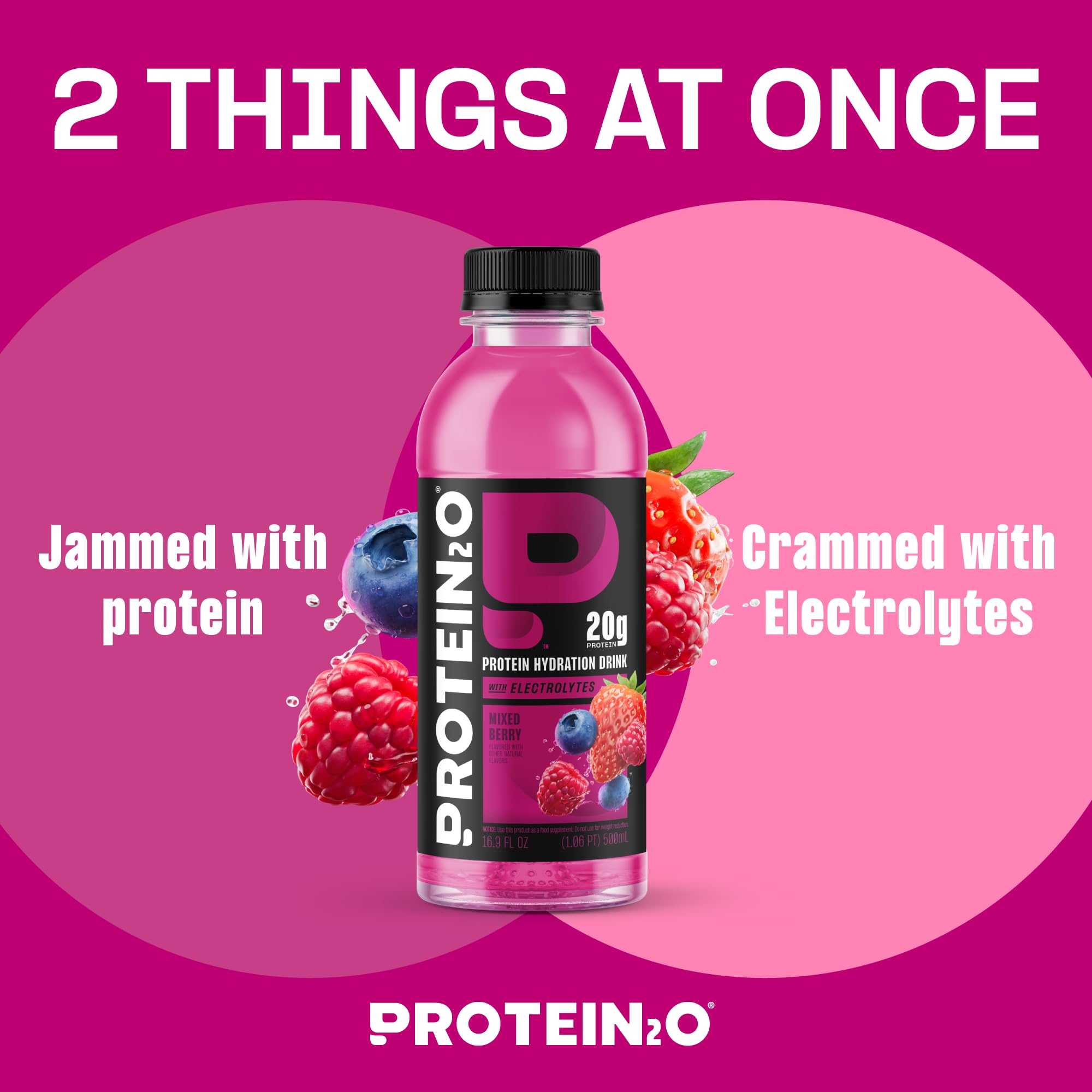 Protein2o 2-in-1 Clear Whey Protein & Electrolyte Beverage, 20g Protein, Gluten-Free, Keto, 16.9 fl oz Bottles (12 Count Variety Pack)