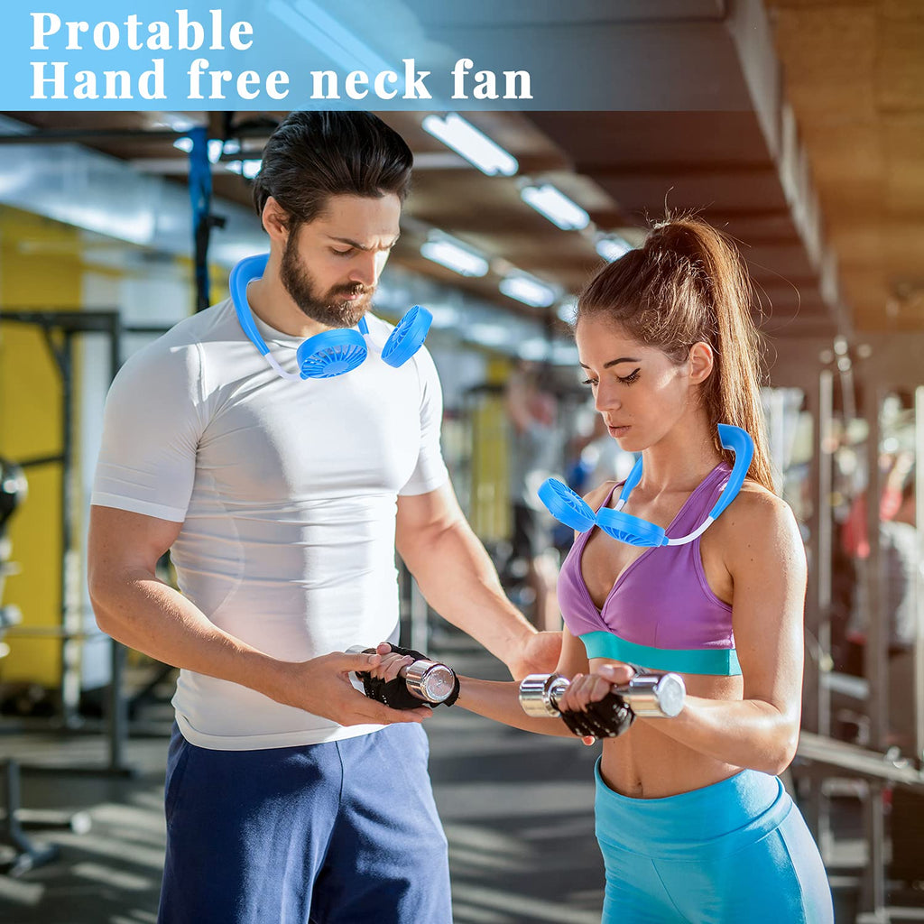 JUANANIUG Portable Neck Fan Rechargeable Personal HandFree Fan Mini USB Wearable Neckband Sport Fan 3 Speed Adjustable 360 Degrees Rotation Perfect for Working Traveling Office Reading (Red Black)