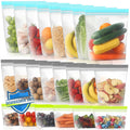 Lerine 12 Pack Reusable Gallon Freezer Bags Dishwasher Microwave Safe, Stand Up Reusable Freezer Bags 1 Gallon BPA Free, Leakproof Food Storage Bags for Kitchen Organization (Blue Gray, 12Gallon)
