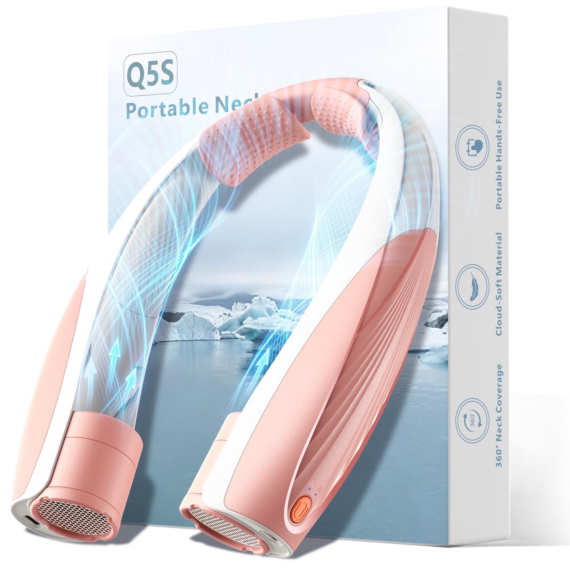 Kesguar Portable Neck Fan, 20H RunTime Cooling Fan, 6 Speeds 360° Airflow Personal Fan, Rechargeable Hands Free with 6000mAh Battery Wearable Fan Gifts for Women Men Outdoor Travel Camping