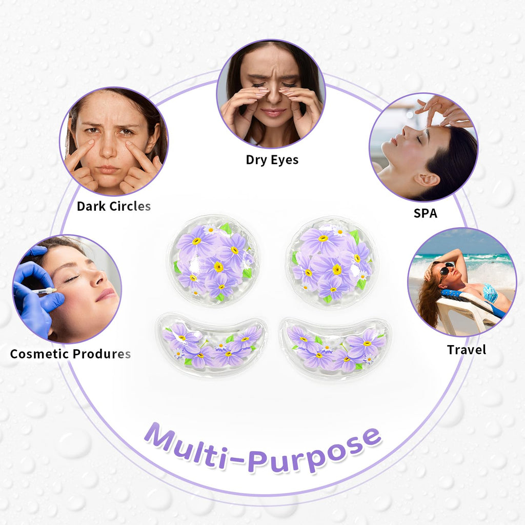 4PCS Gel Eye Ice Pack Set Reusable, Cold and Hot Compress for Eyes, Ice Pack for Eyes, Cooling Eye Pads for Eye Strain, Swelling, Redness, Dark Circles, Puffy Eyes, and Eye Recovery Surgery.