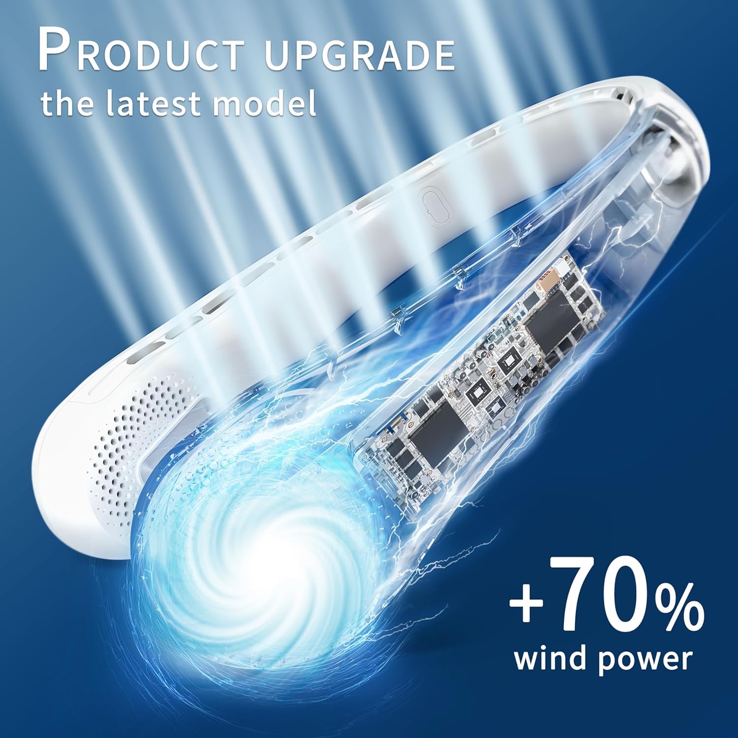 FrSara Neck Fan, Portable Personal Fan Strong Wind, 4000mAh, Air Volume,360° Cooling, No Hair Twisting, Air Volume On 2 Sides, Non-Slip, Quick Charge, Long Use Time, Gift for Women, Men, Birthday
