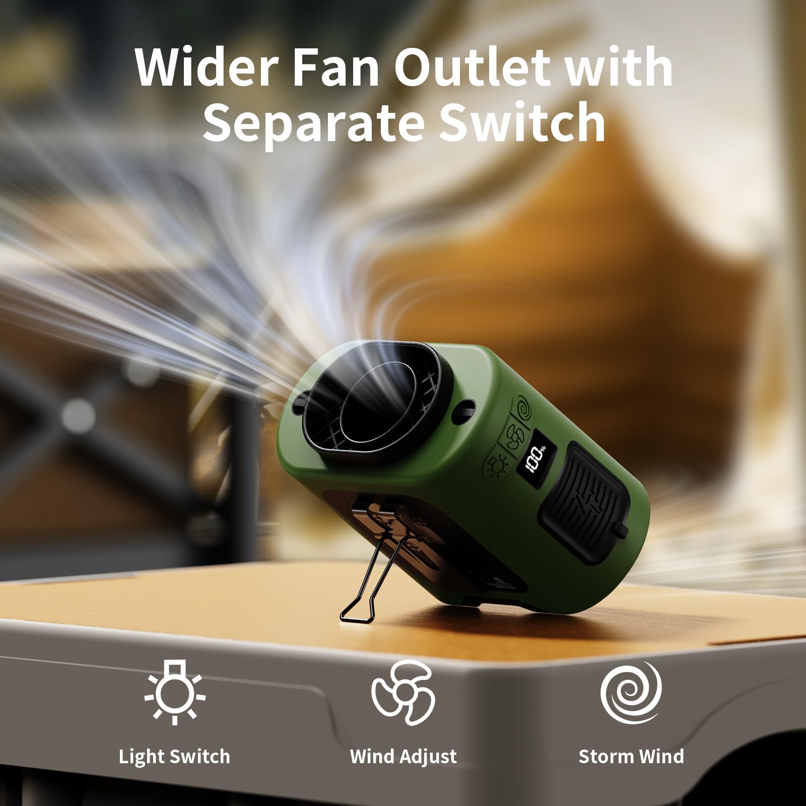 Socool 10000mAh Portable Waist Fan Clip on Wearable Belt Personal Fan Rechargeable Battery operated With 5 Speeds & Flashlight Neck Hands-Free 40H Cooling For Outdoor Camping Travel (Black)