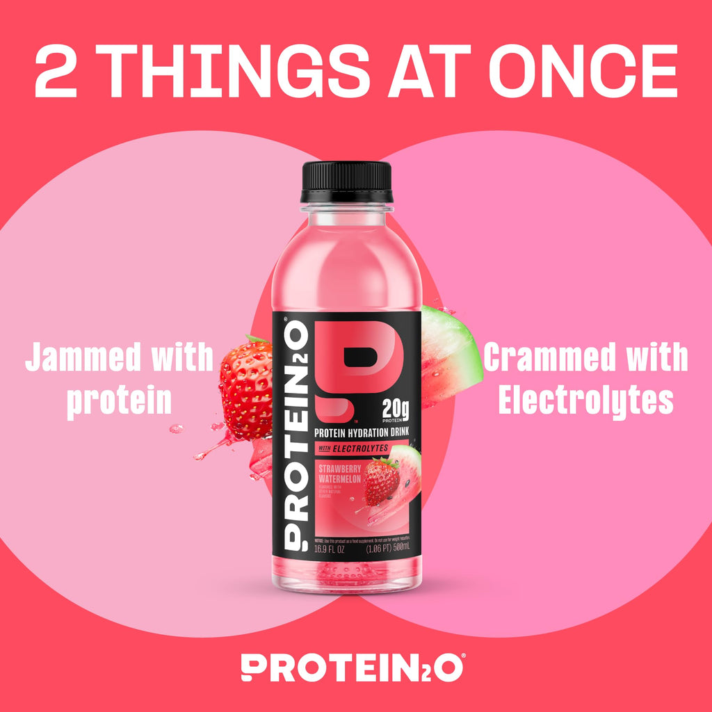 Protein2o 2-in-1 Clear Whey Protein & Electrolyte Beverage, 20g Protein, Gluten-Free, Keto, 16.9 fl oz Bottles (12 Count Variety Pack)