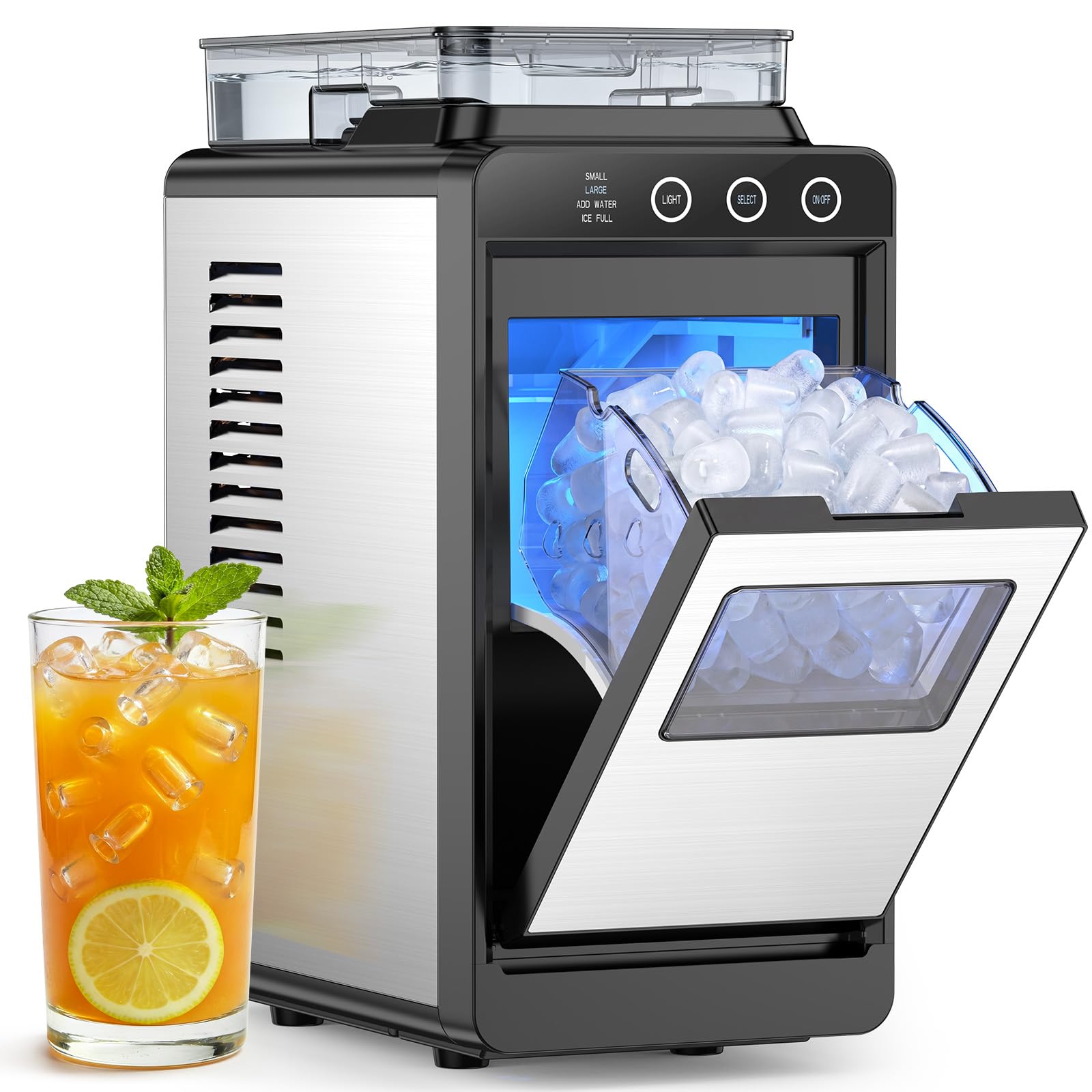 COWSAR Ice Maker Countertop, Portable Ice Machine with Self-Cleaning, 26.5 lbs/24Hrs, 8 Ice Cubes in 6 Mins, Ice Basket and Scoop, Ideal for Home, Kitchen, Bar, Camping