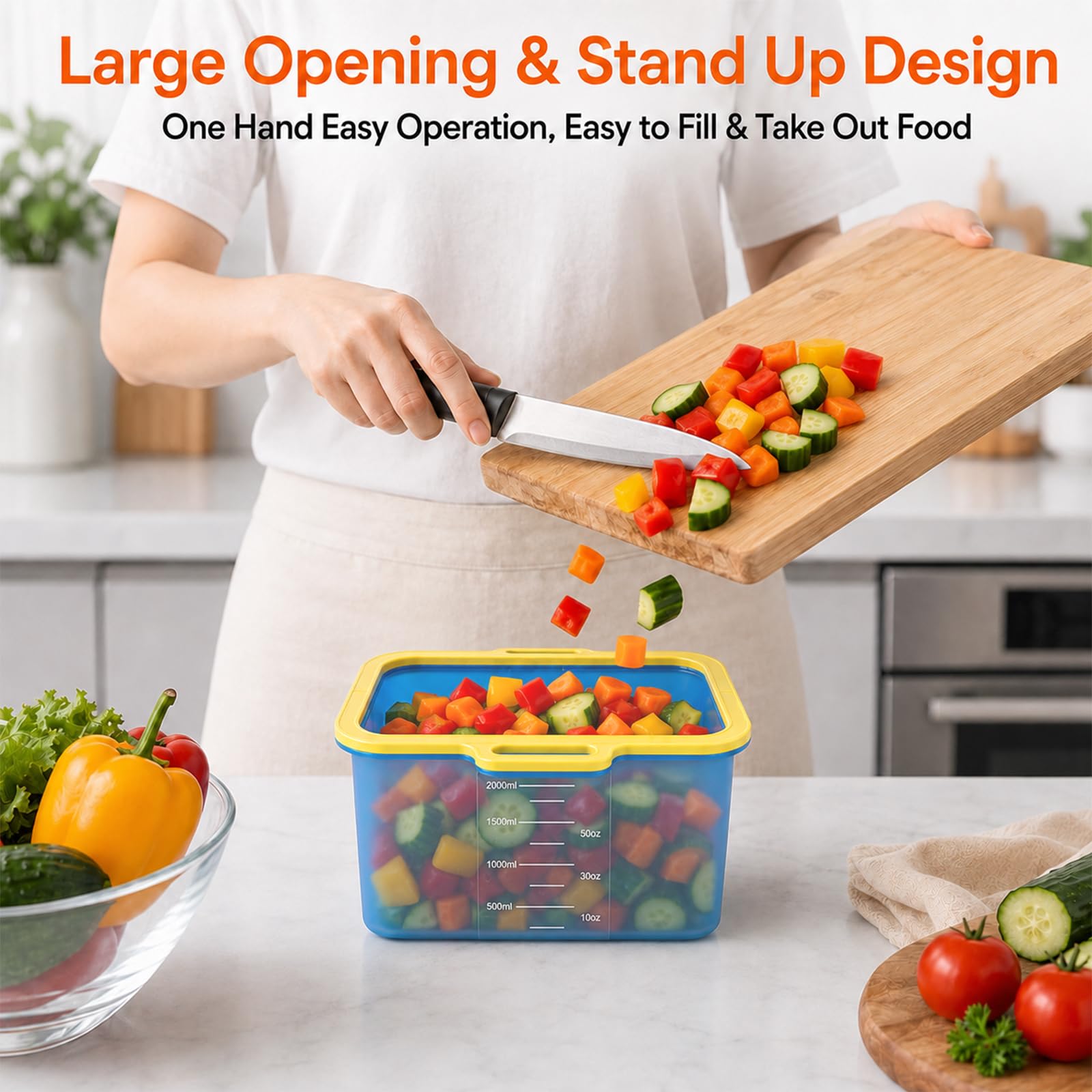 Reusable Silicone Food Storage Bags, NUZEAK Magnetic Seal Reusable Storage Bags, Stand Up Silicone Freezer Bags for Food, Fruit, Snack, Sandwich, Meal Prep, Dishwasher Safe, 50oz, 1 Pack