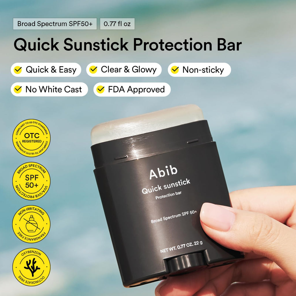 Abib Airy Sunstick Protection Bar SPF50+ Broad Spectrum, Semi-Matte Sunscreen Stick for Oily & Combination Skin, No White Cast, Water-Resistant, Korean Sunscreen, 0.81 oz / 23 g