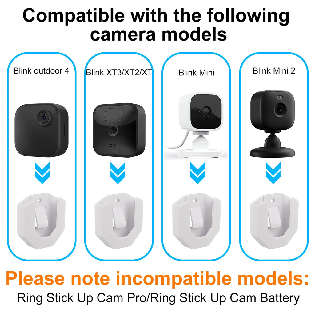 StartVision 3 Pack Blink Camera Wall Mount for Blink Outdoor 2K+ / Outdoor 4 /Mini 2K+/ Mini 2 / Mini/Blink Indoor Camera, No Drill No Screws Adhesive Wall Mount (Black)