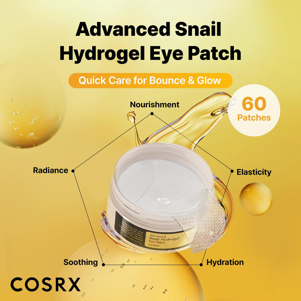 COSRX Pink Peptides Collagen Hydrogel Eye Patch for Puffy Eyes, Cooling & Firming Under Eye Patches with 4-Peptide & Caffeine (60), Depuffing Gel Eye Mask, Korean Skin Care
