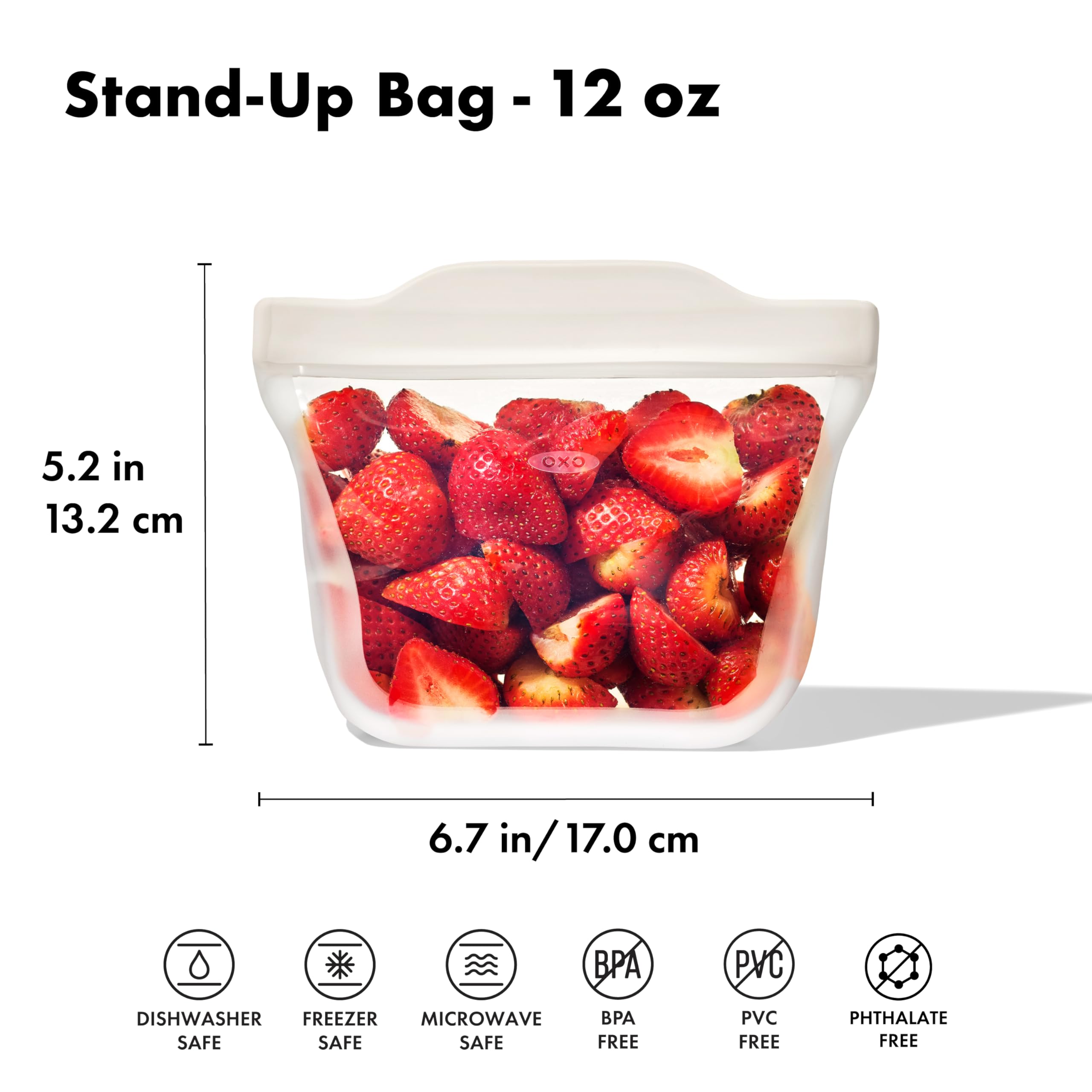 OXO Good Grips Silicone Reusable Bag – Stand-Up Snack (12 oz) – Oat