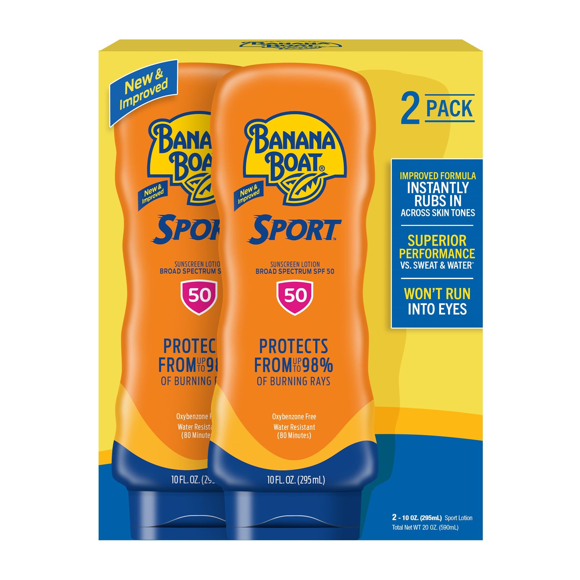 Banana Boat Sport Ultra SPF 50 Sunscreen Lotion, 12oz | Banana Boat Sunscreen SPF 50 Lotion, Oxybenzone-Free, Sunblock, Family Size, 12oz (Pack of 1)