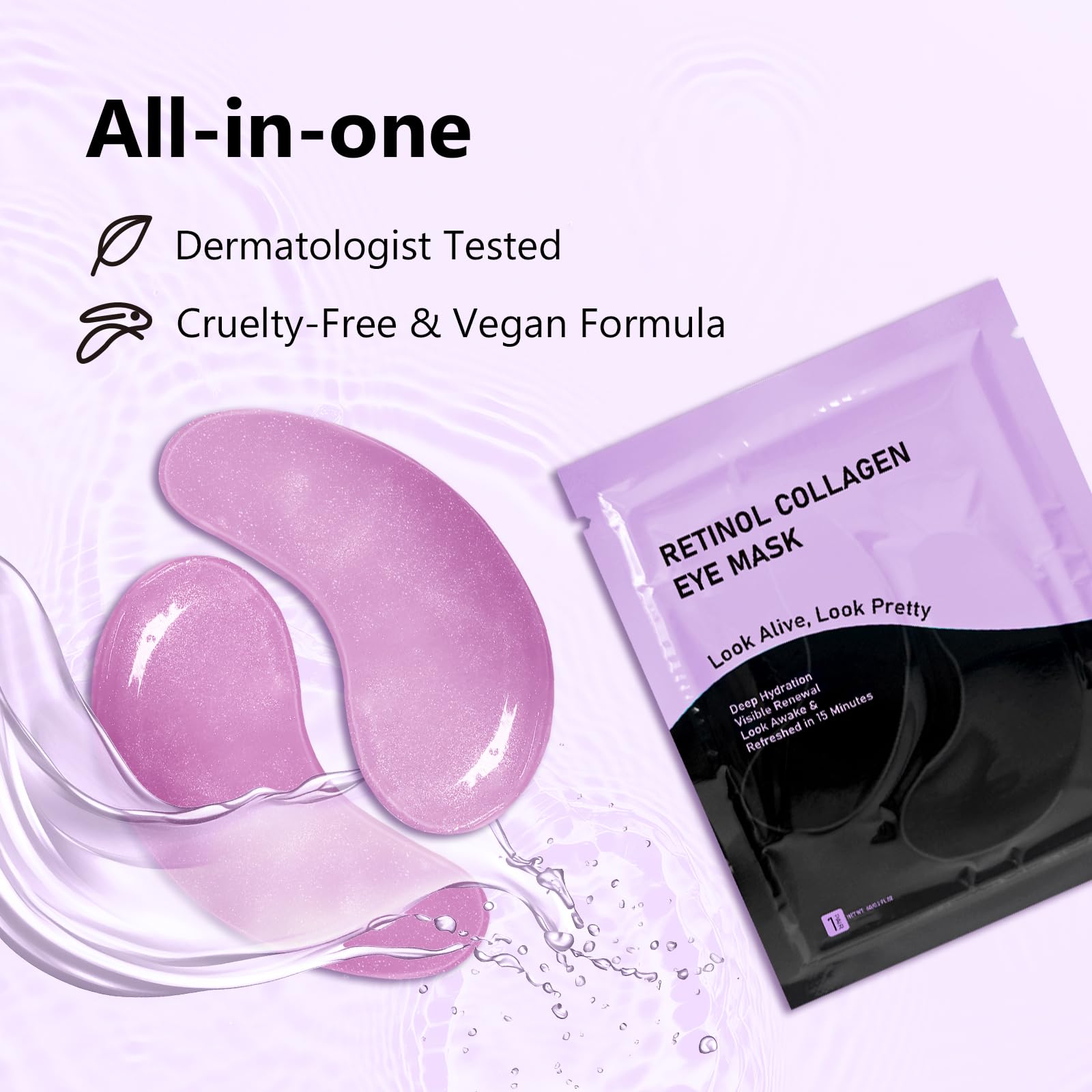 30 Pairs Gel Collagen Eye Pads,Crystal Collagen Under Eye Mask for Moisturizing,Reducing Fine Lines&Dark Circles& Puffy Eyes Under Eye Patch for Women Men, Black