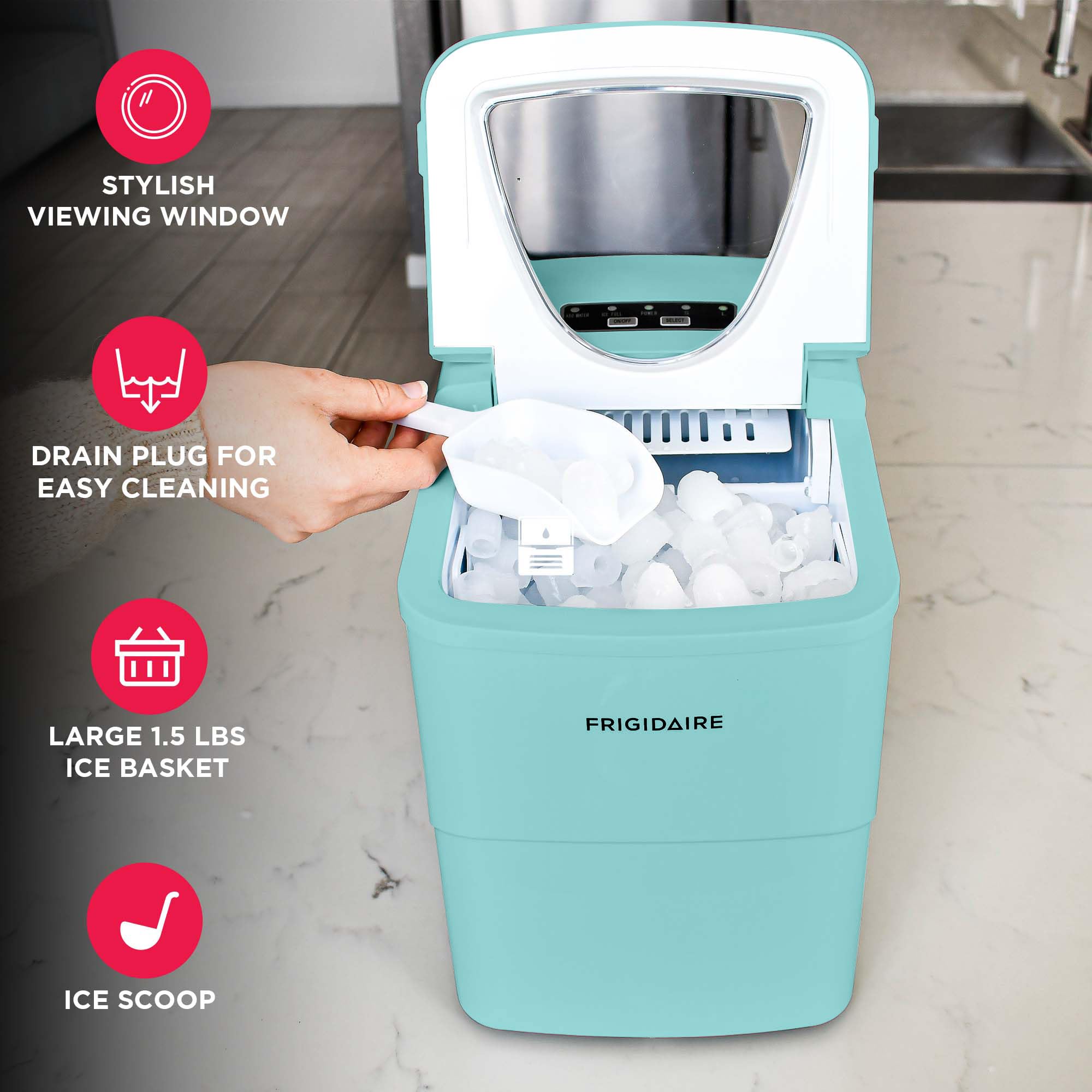 Frigidaire EFIC108 Counter top Portable, 26 lb per Day Compact Ice Maker Machine