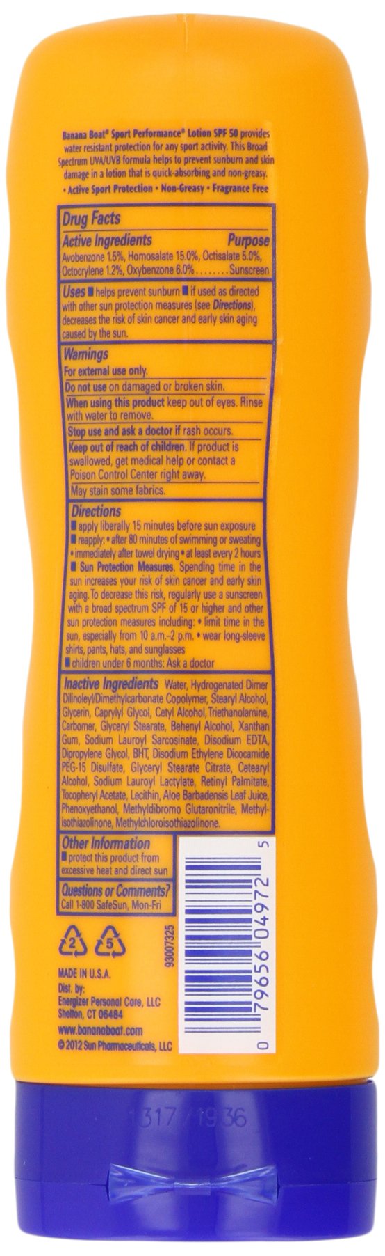 Banana Boat Sport Ultra SPF 50 Sunscreen Lotion, 12oz | Banana Boat Sunscreen SPF 50 Lotion, Oxybenzone-Free, Sunblock, Family Size, 12oz (Pack of 1)