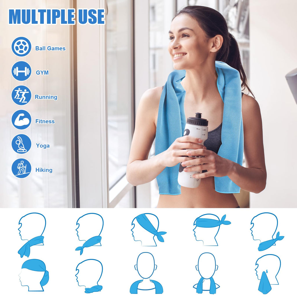 4 Pack Cooling Towel for Gym Fitness Yoga Hiking,Hot Weather Cool Towels Cloth Rags Wrap for Neck Face(4 Pack-02)