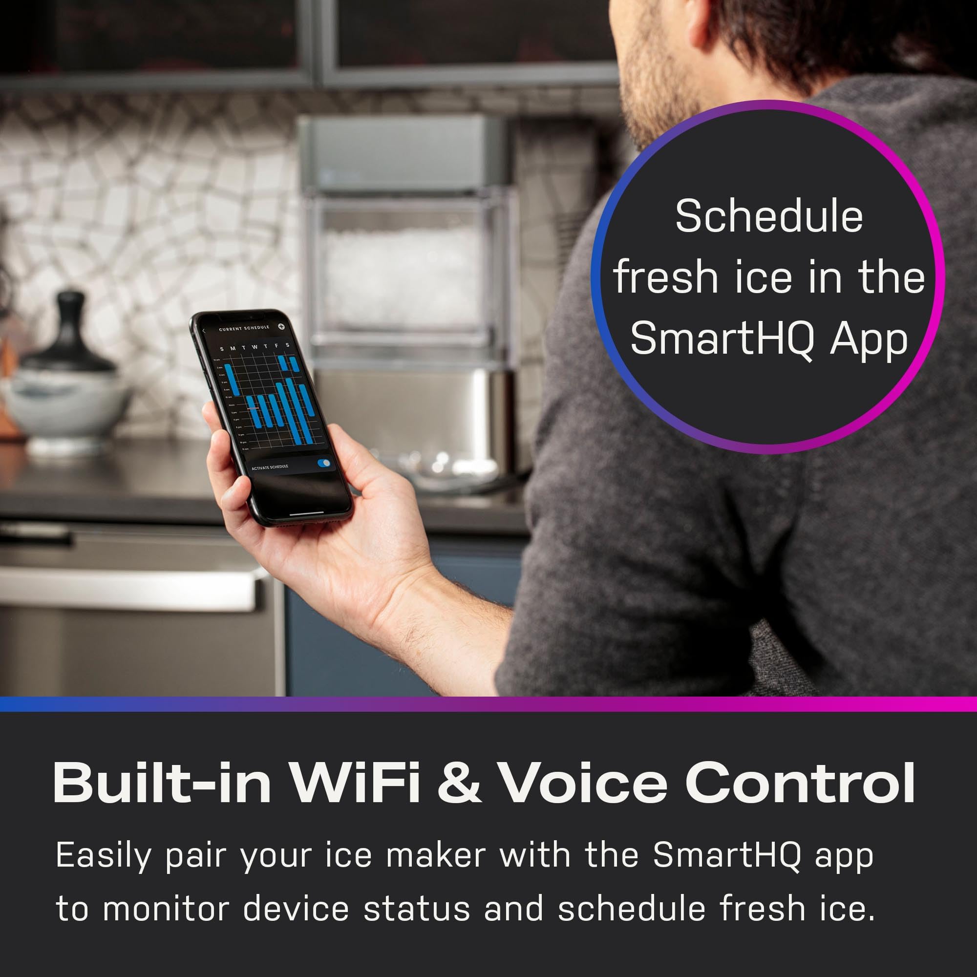 GE Profile Opal 2.0 | Countertop Nugget Ice Maker | Ice Machine with WiFi Connectivity | Smart Home Kitchen Essentials | Black Stainless