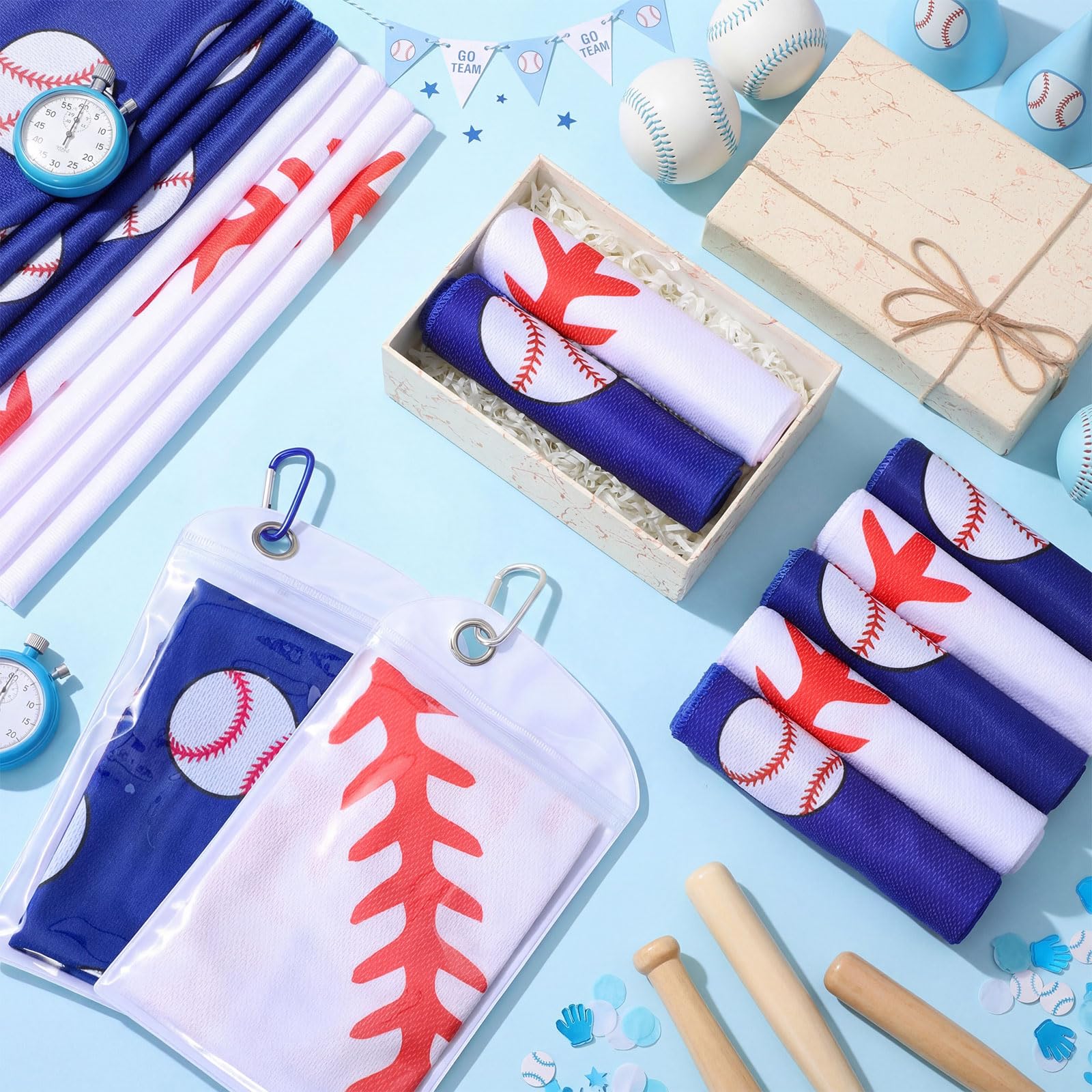 Mindsoft 12 Set Softball Cooling Towels for Sports Team Gifts with Carrying Pouch 30 x 9 Inch Softball Towels Bulk Microfiber Ice Cooling Rags for Birthday Party Favors Swag Bag Stuffers
