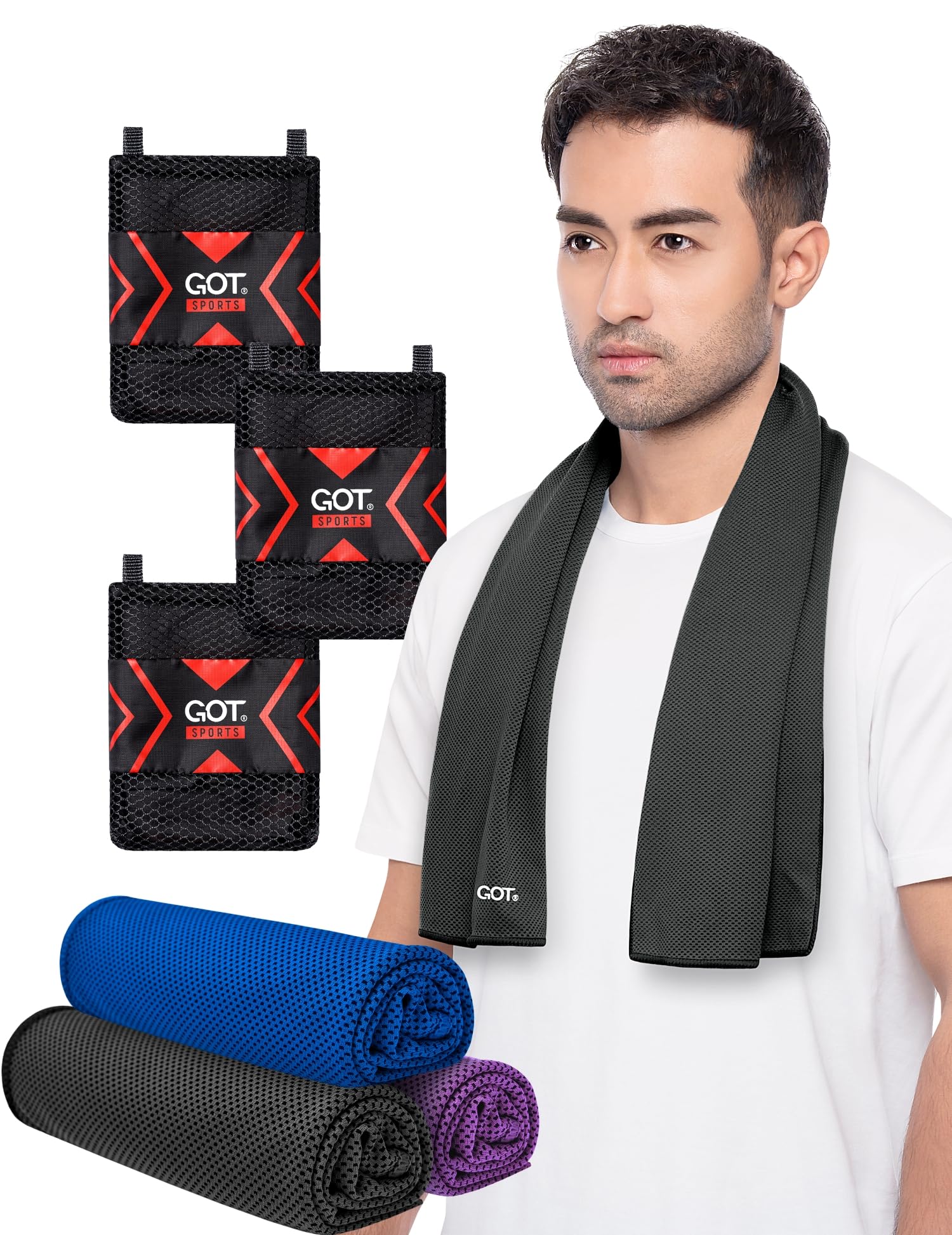 Instant Cooling Towel Neck & Face - Sweat Rag Neck Wraps Gym Workout | 40x12 Inch, Evaporative Cooling, Wet Wring Snap Activation, Lightweight, UPF 40+, Outdoor Adventures