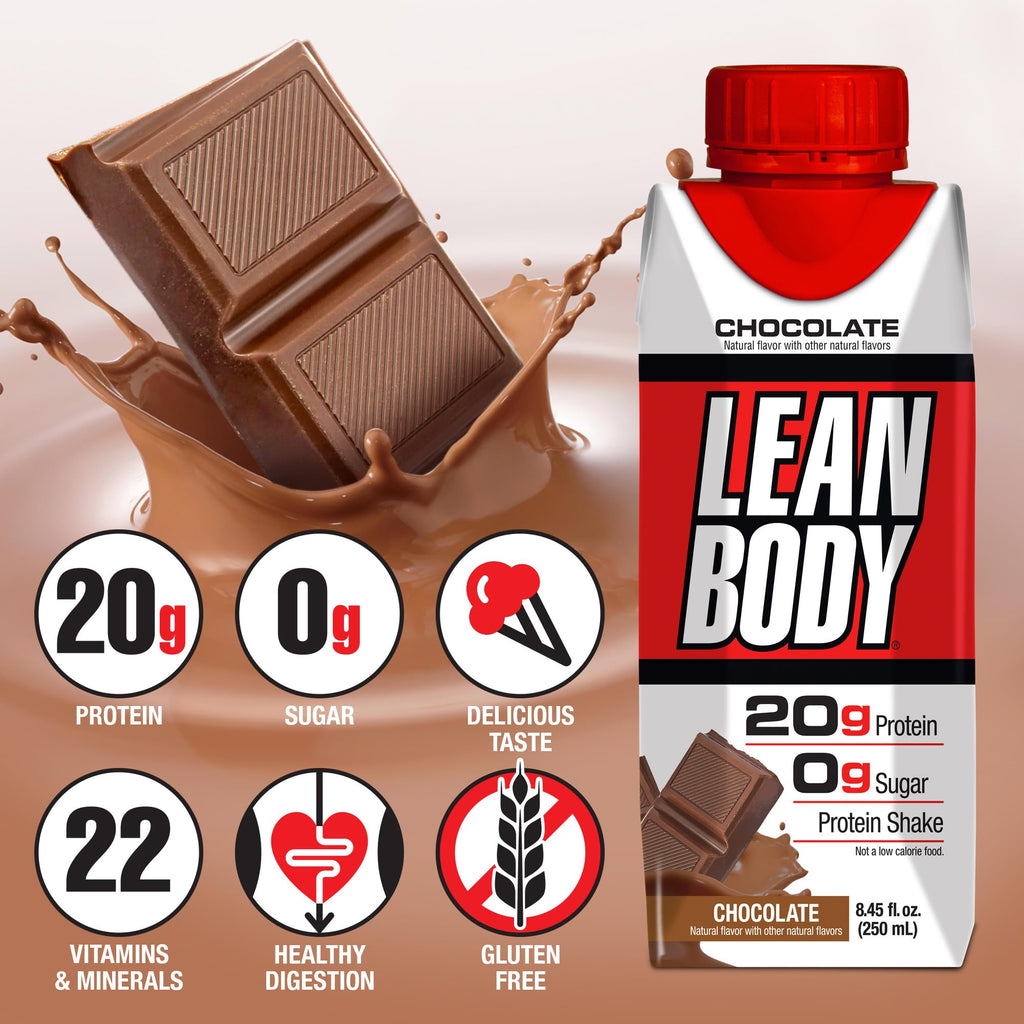 Labrada Lean Body Ready-to-Drink Chocolate Protein Shake, 40g Protein, Whey Blend, 0 Sugar, Gluten Free, 22 Vitamins & Minerals, LABRADA, 17 Fl Oz (Pack of 12)