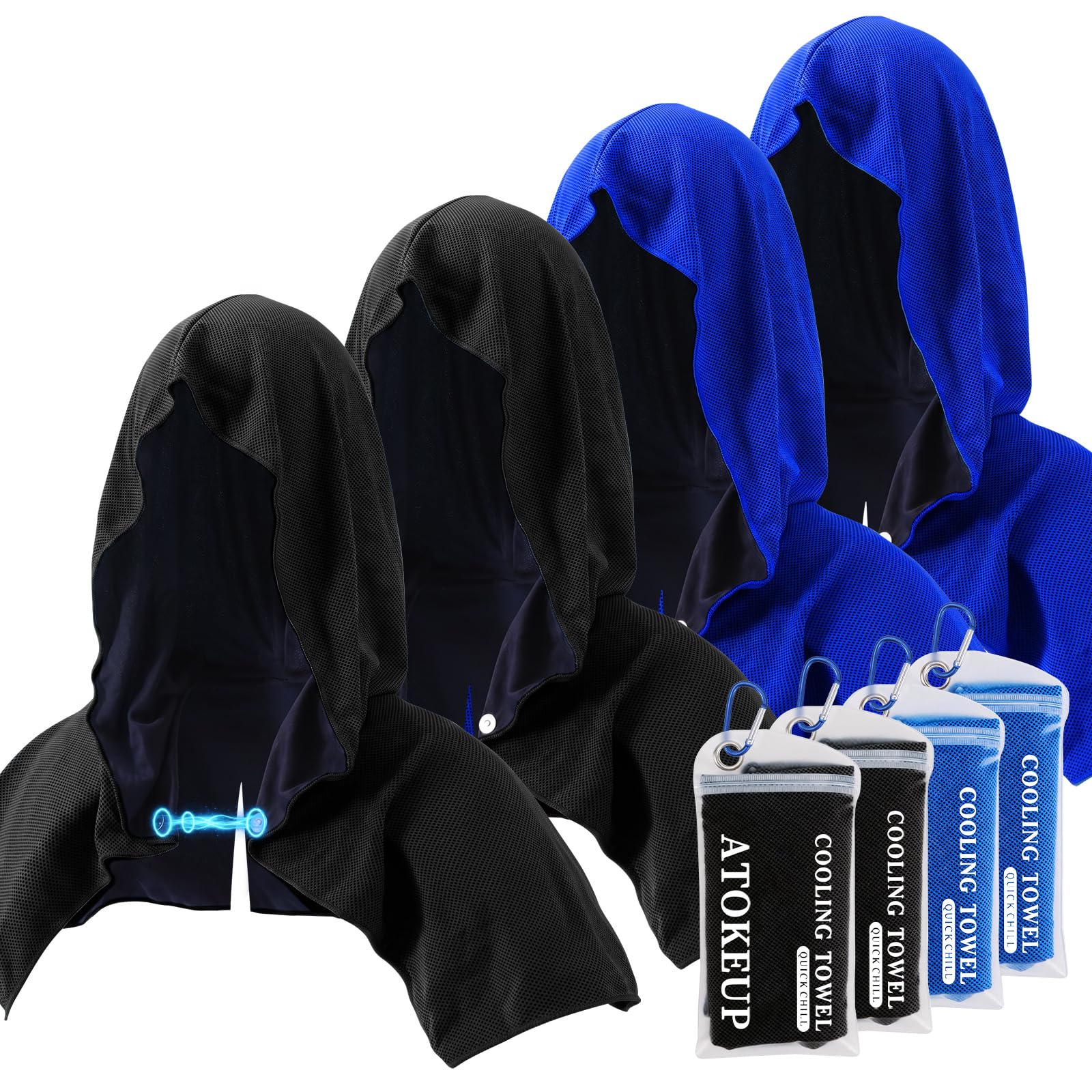 3 Pack Cooling Hoodie Towels for Neck and Face, Ice Towels for Hot Weather | UPF 50 Sun Protection & Instant Cooling, Soft Breathable Towel for Sport, Work Out, Gym, Camping & More Activities