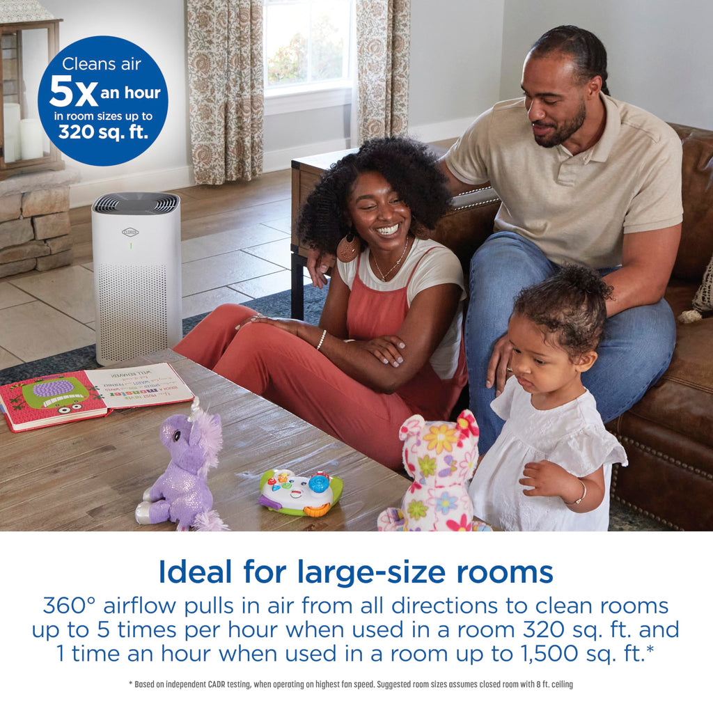 Clorox Medium Room Air Purifiers for Bedroom Home, True HEPA Filter