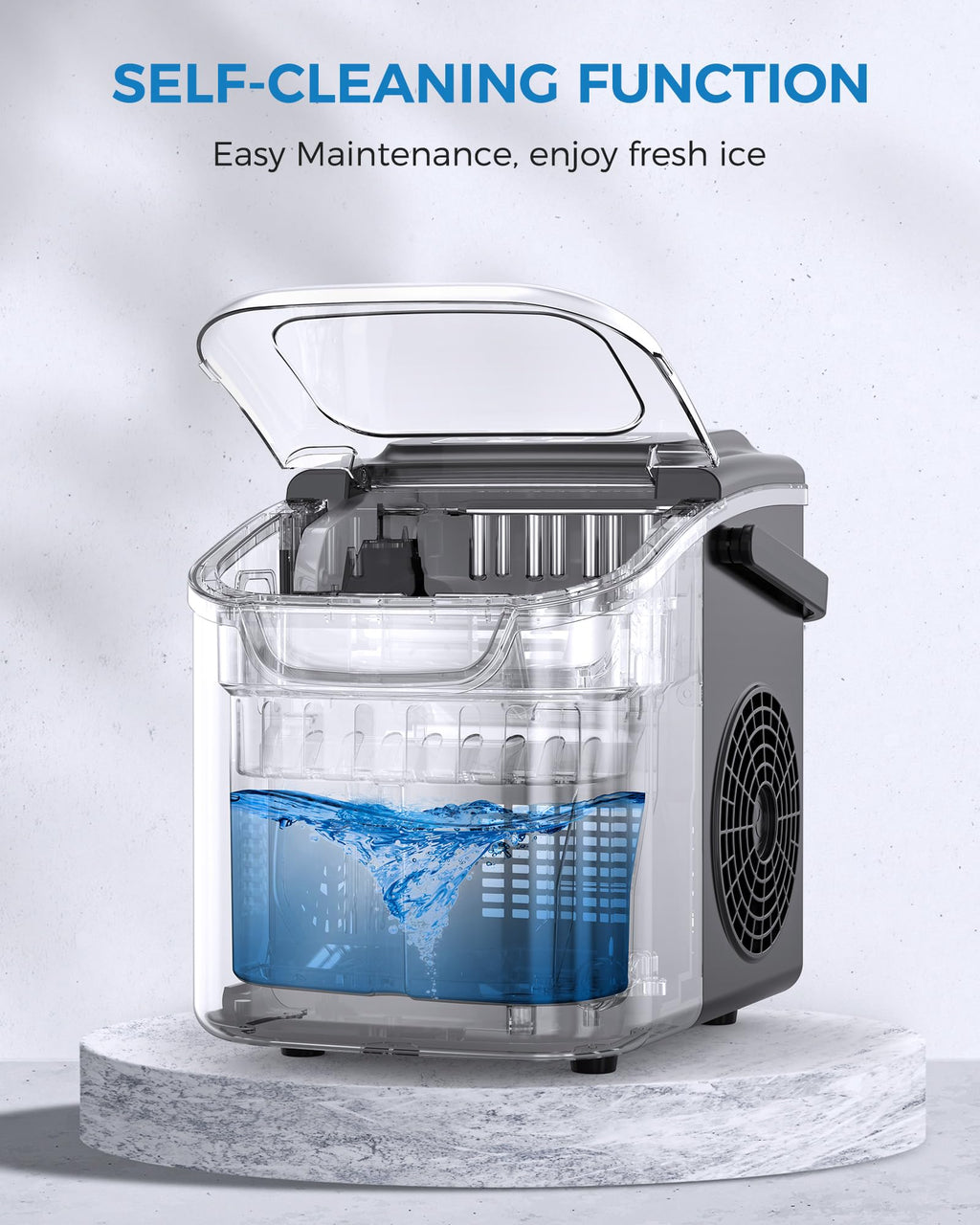 COWSAR Ice Maker Countertop, Portable Ice Machine with Self-Cleaning, 26.5 lbs/24Hrs, 8 Ice Cubes in 6 Mins, Ice Basket and Scoop, Ideal for Home, Kitchen, Bar, Camping